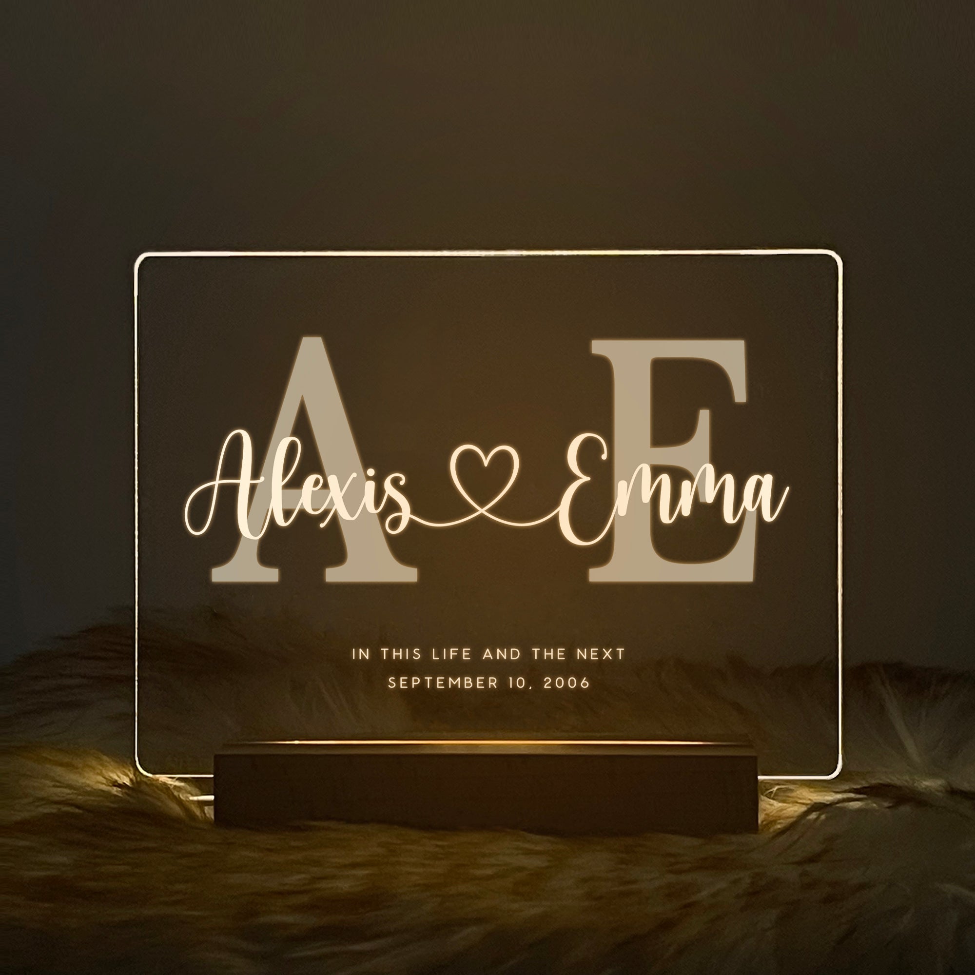 Personalized Initials LED Acrylic Night Light (NNV06)