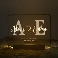Personalized Initials LED Acrylic Night Light (NNV06)