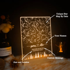 Personalized Night Sky Star Map by Date – Custom Constellation Print & Night Light (STAR01Q)