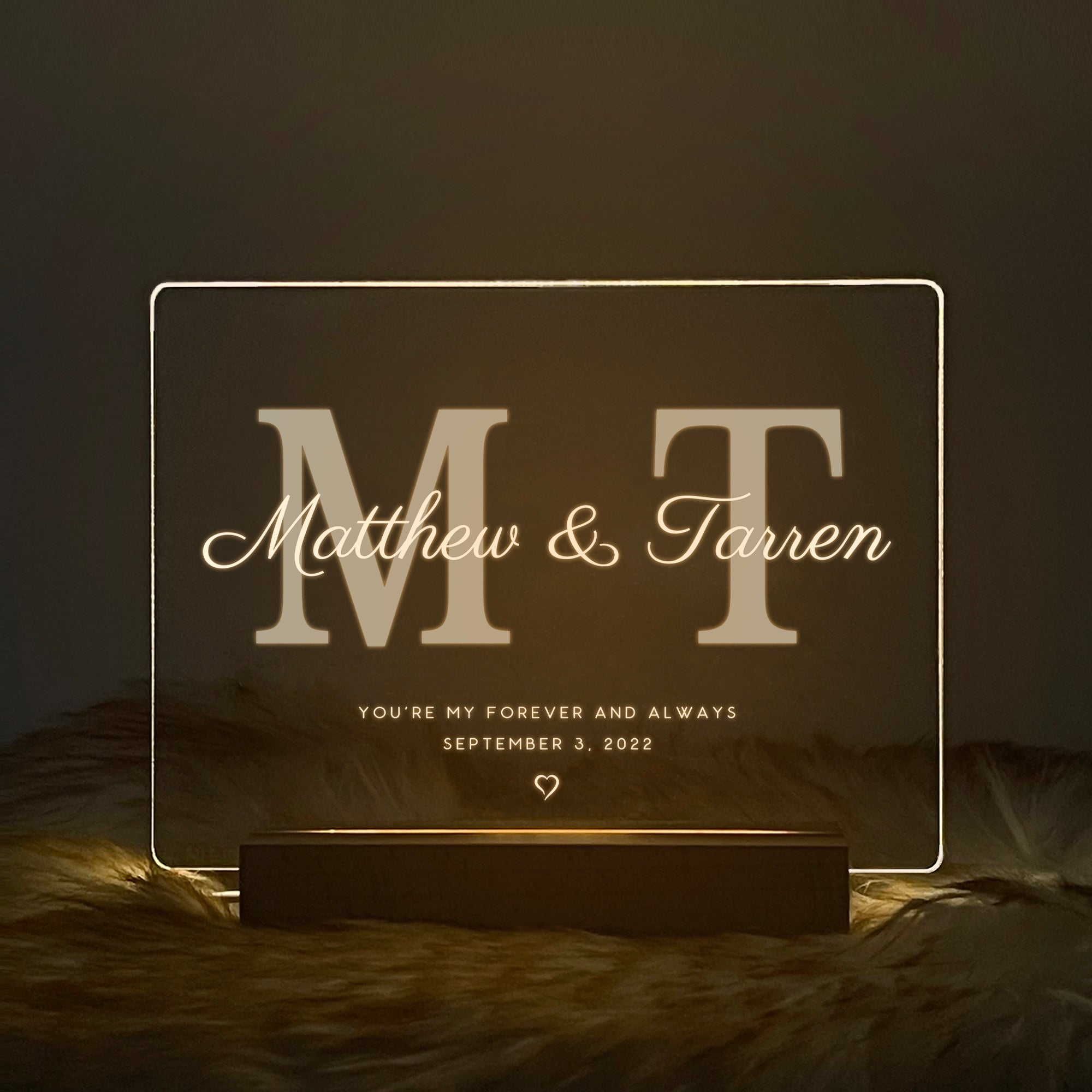 Personalized Initials LED Acrylic Night Light (NNV07)