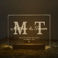 Personalized Initials LED Acrylic Night Light (NNV07)