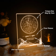 Personalized Night Sky Star Map by Date – Custom Constellation Print & Night Light (STAR01T)