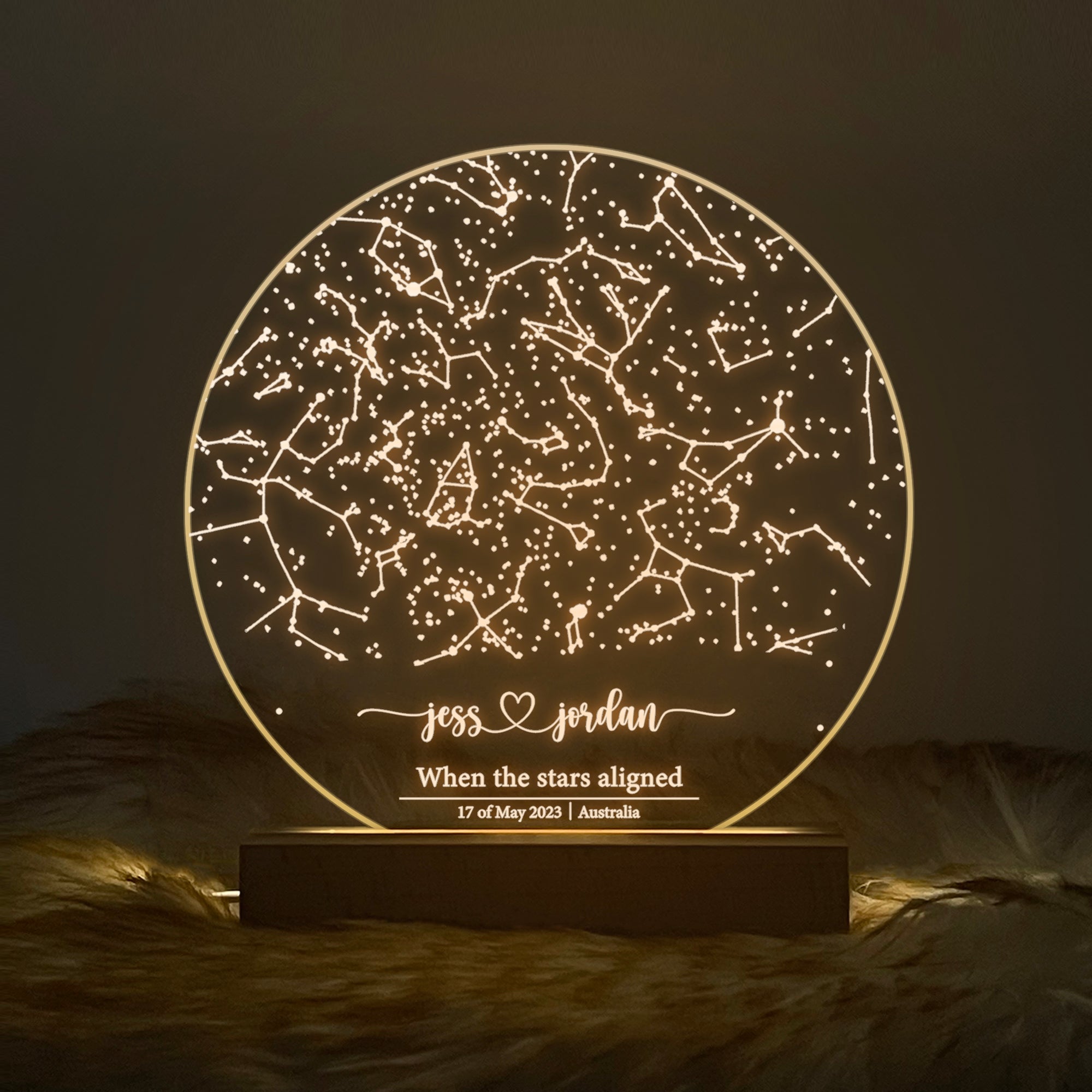 Personalized Night Sky Star Map by Date – Custom Constellation Print & Night Light (STAR01AL)