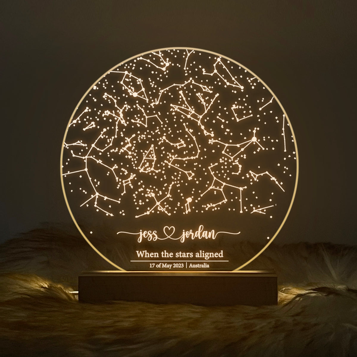 Personalized Night Sky Star Map by Date – Custom Constellation Print & Night Light (STAR01AL)