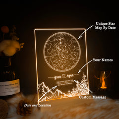 Personalized Night Sky Star Map by Date – Custom Constellation Print & Night Light (STAR01U)