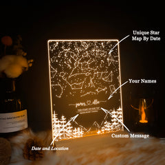 Personalized Night Sky Star Map by Date – Custom Constellation Print & Night Light (STAR01AG)