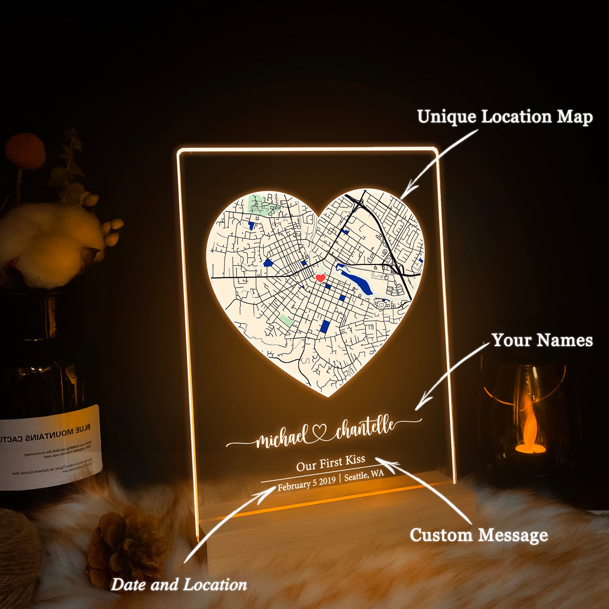 Custom Location Map Acrylic Night Light (MAP20)