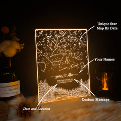 Personalized Night Sky Star Map by Date – Custom Constellation Print & Night Light (STAR01AH)