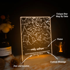 Personalized Night Sky Star Map by Date – Custom Constellation Print & Night Light (STAR02MM)