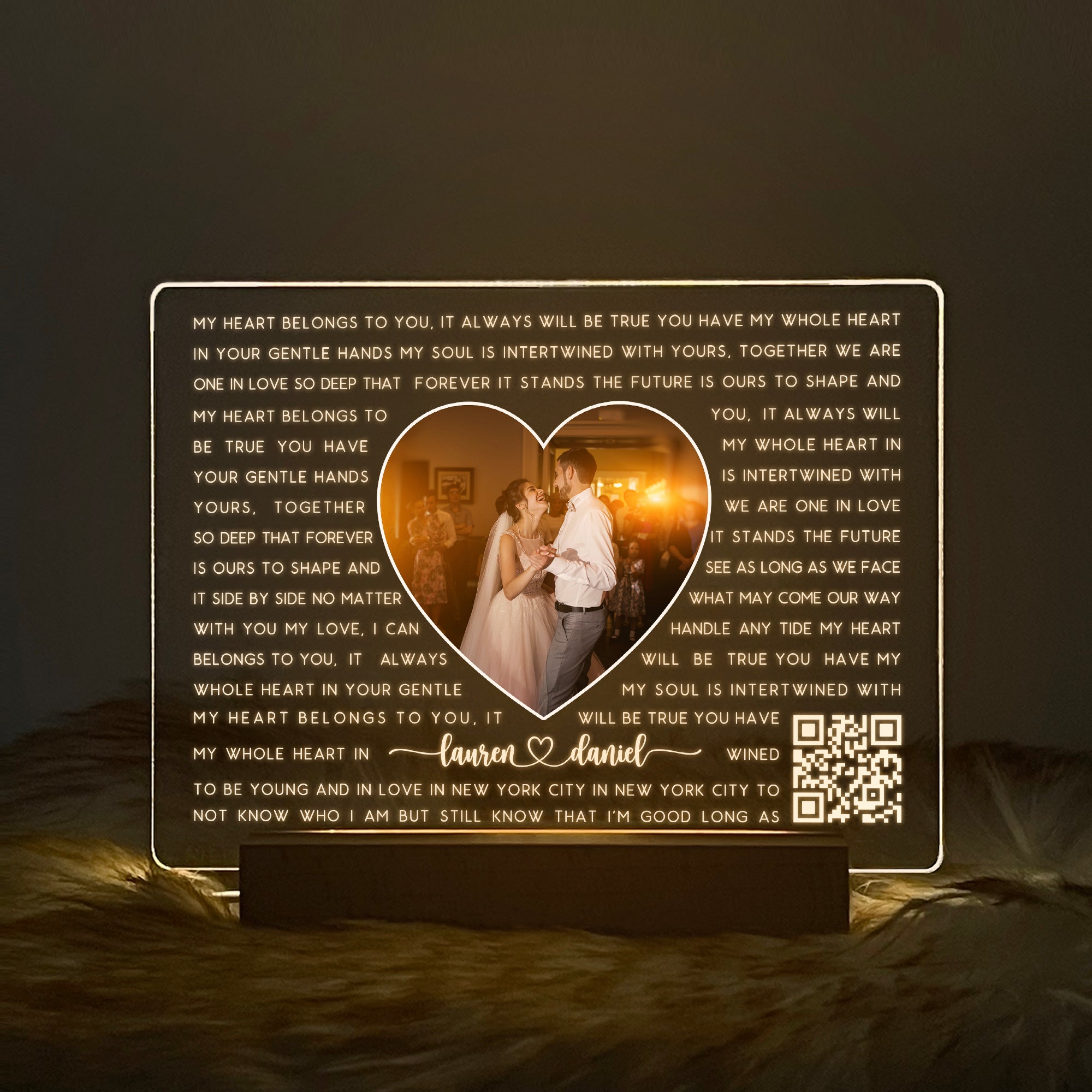 Personalized Photo LED Plaque with Names and Lyrics (ANV01)