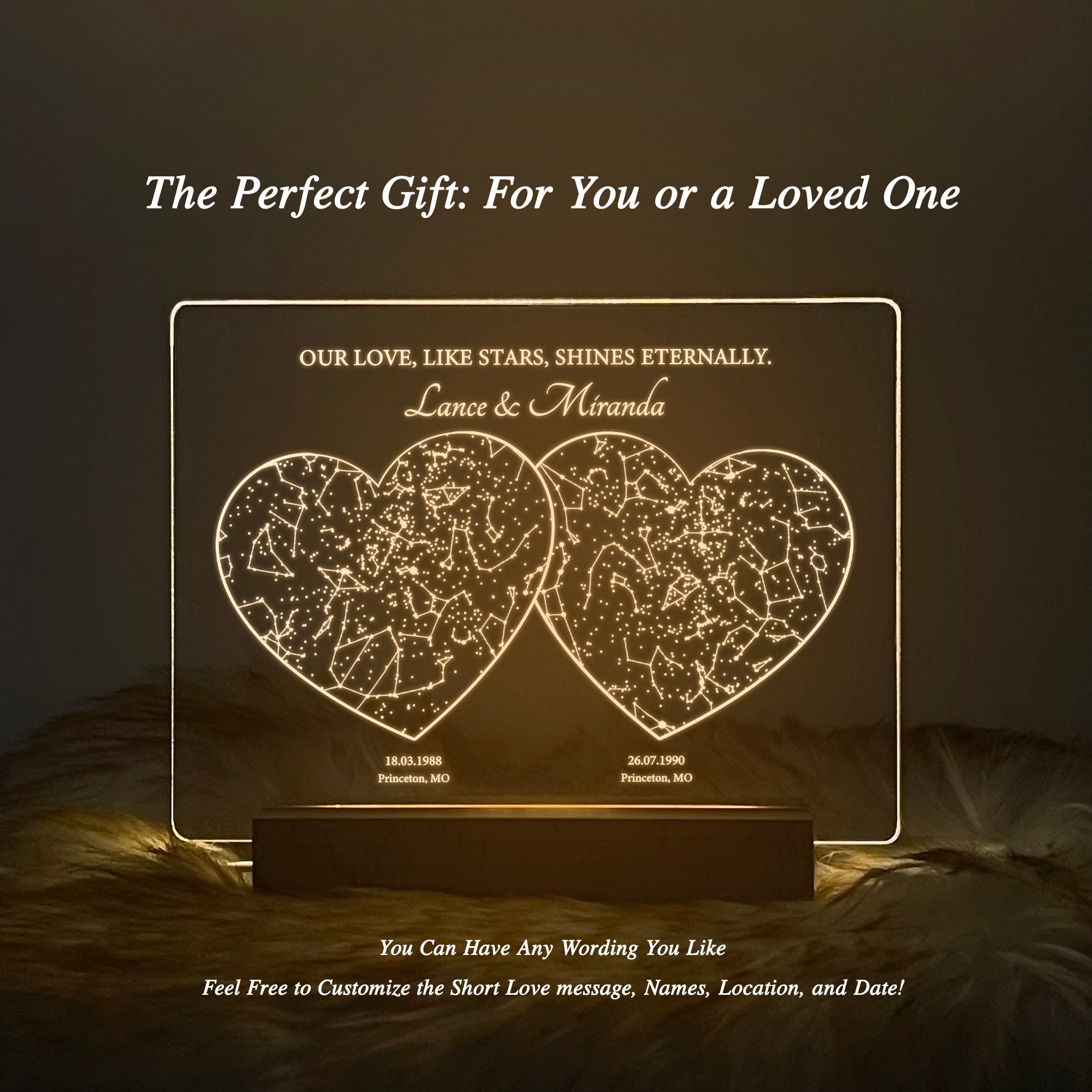 Personalized Night Sky Star Map by Date – Custom Constellation Print & Night Light (STAR01J)