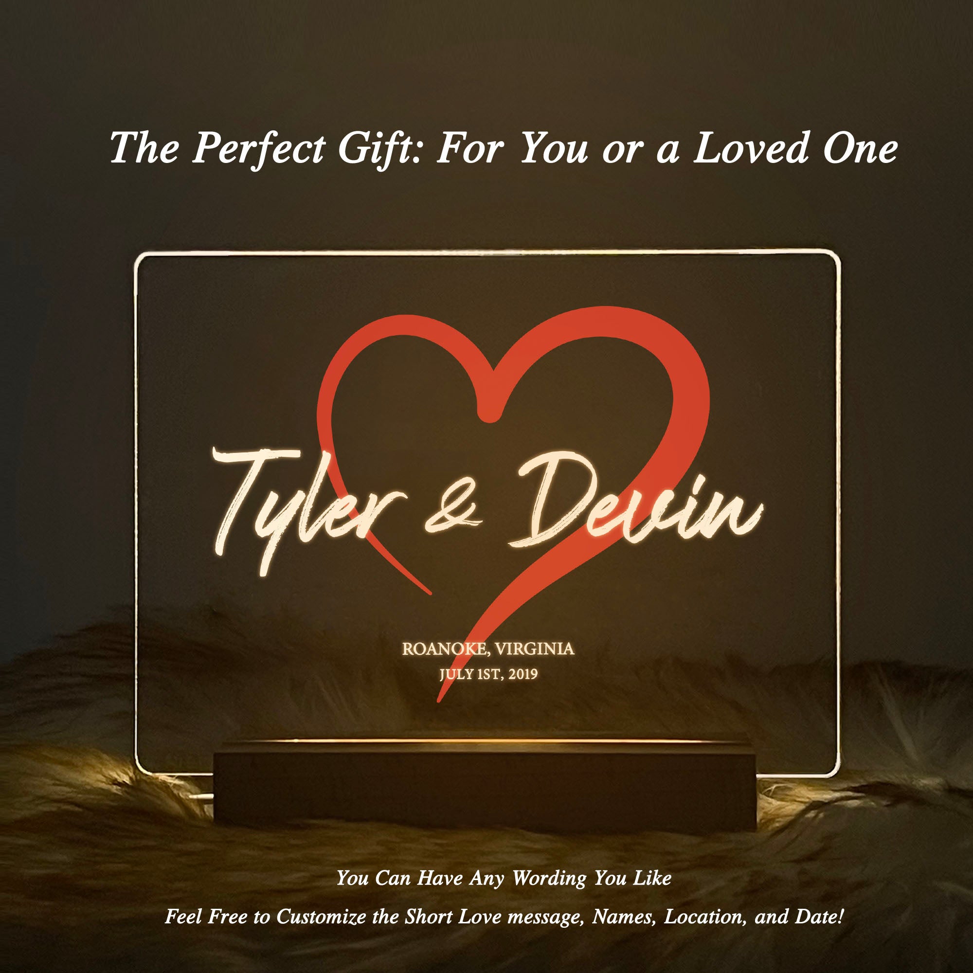 Personalized Couple Name LED Acrylic Night Light (NNV03)