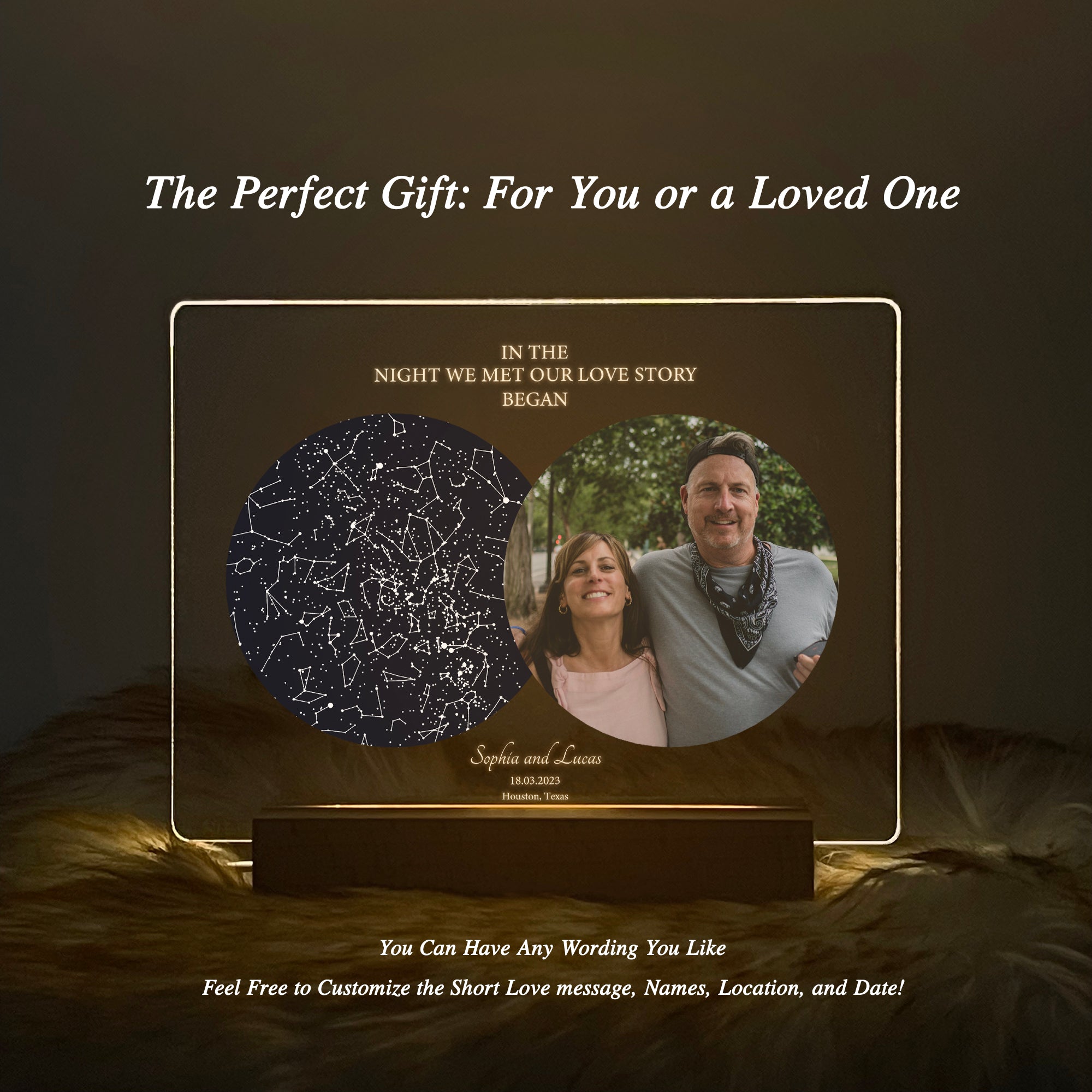 Personalized Night Sky Star Map by Date – Custom Constellation Print & Night Light (STAR01B)