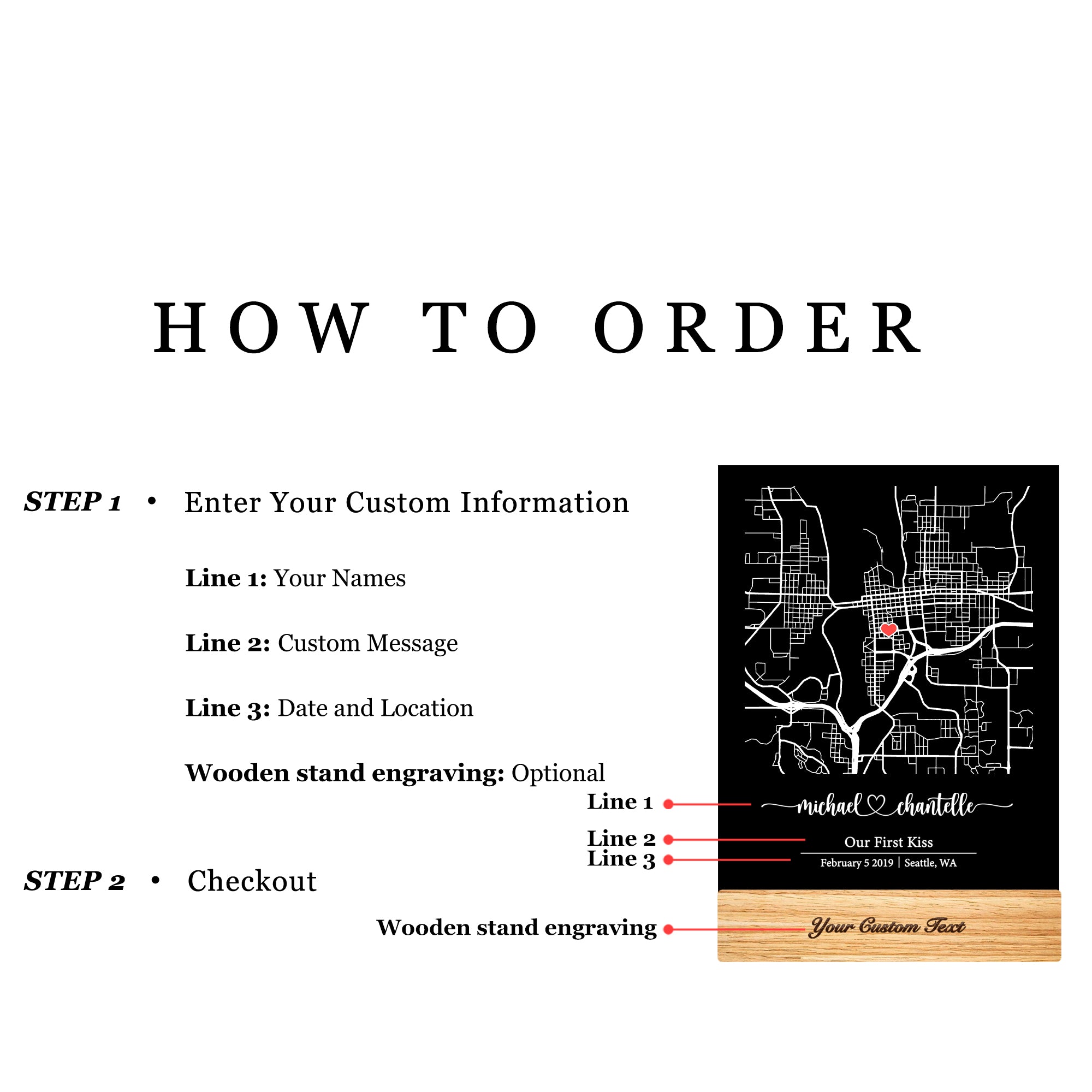 Custom Location Map Acrylic Night Light (MAP01)