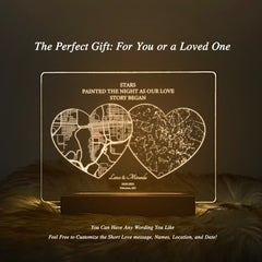 Personalized Custom Map and Star Map Acrylic Night Light (STAR01I)