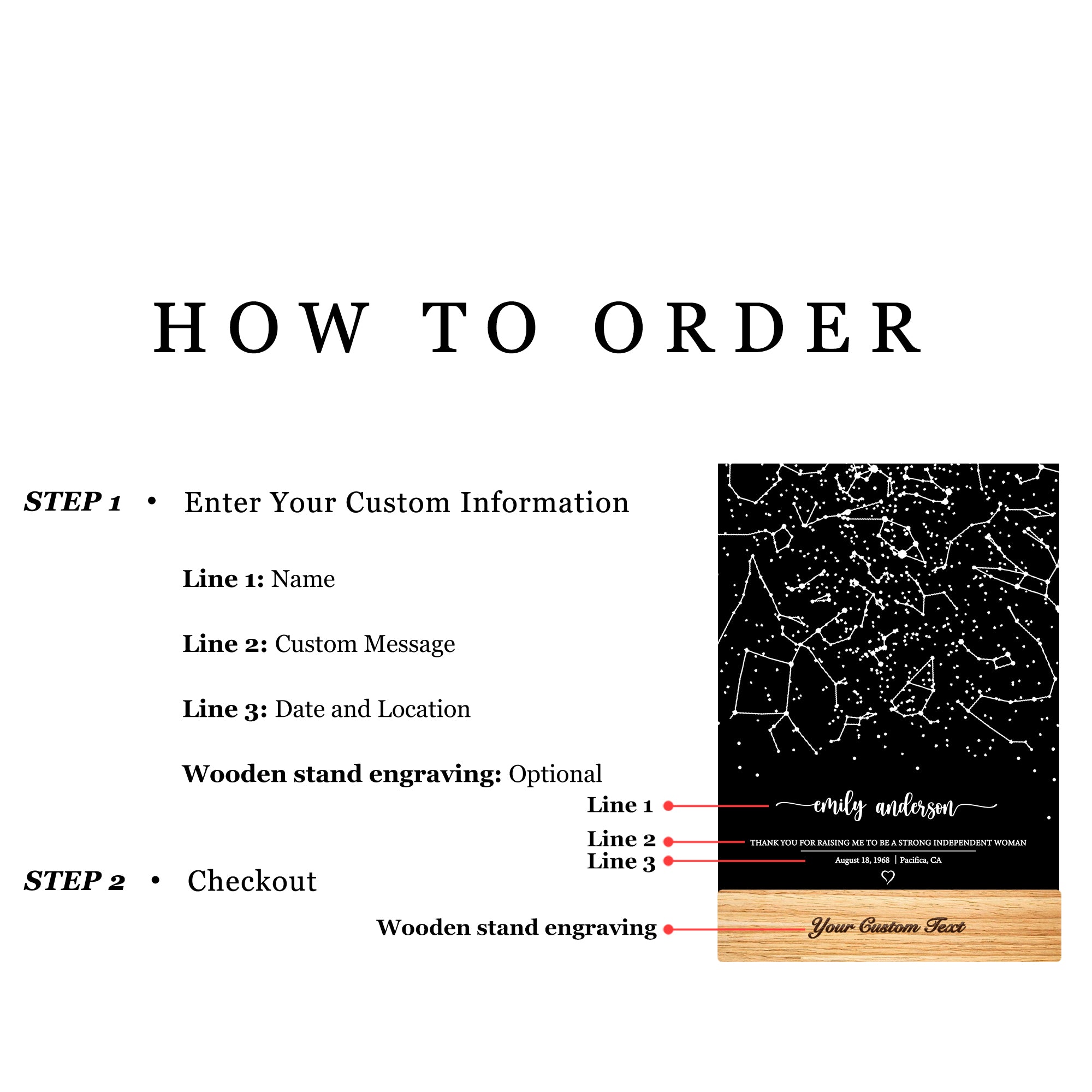 Personalized Night Sky Star Map by Date – Custom Constellation Print & Night Light (STAR02MM)