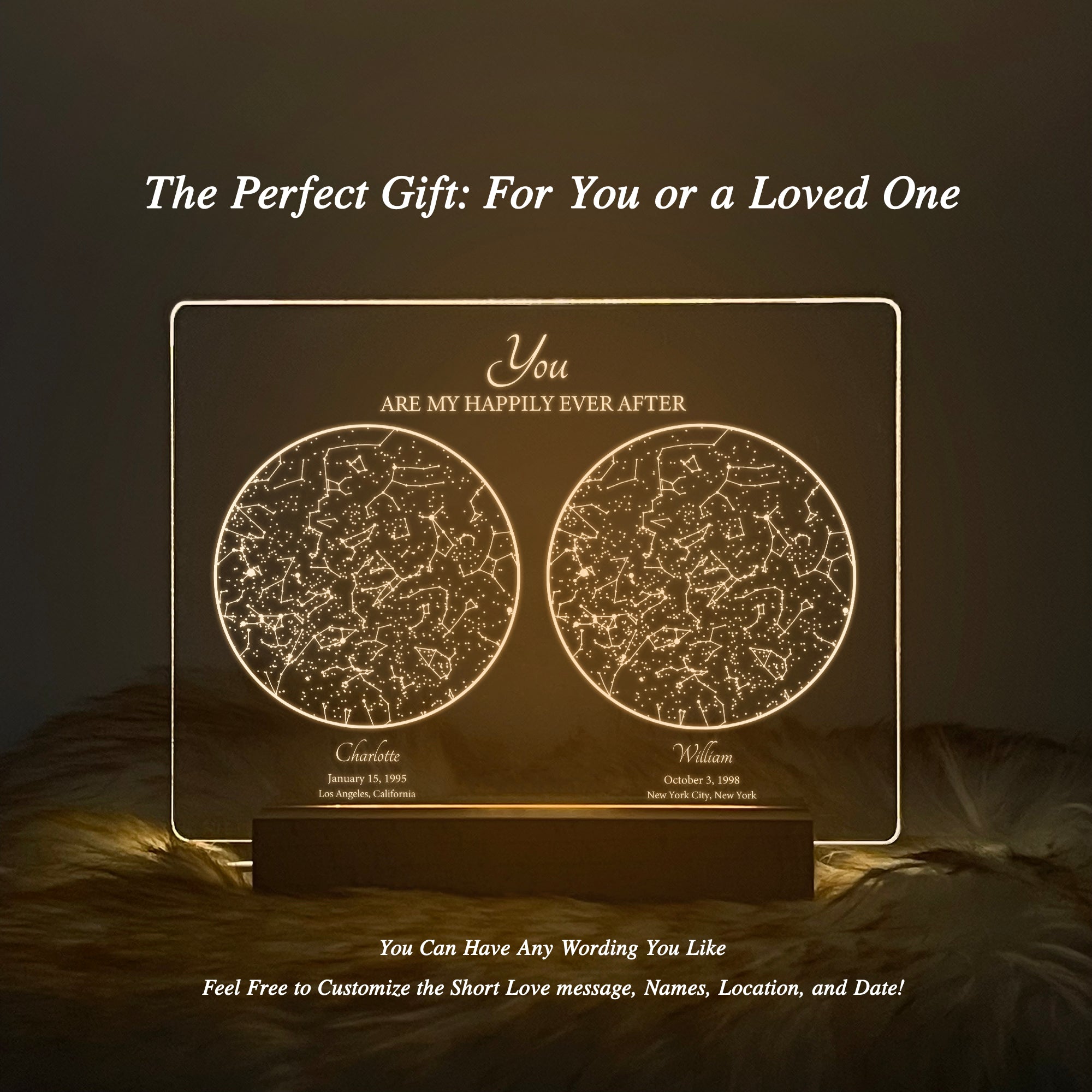 Personalized Night Sky Star Map by Date – Custom Constellation Print & Night Light (STAR01D)