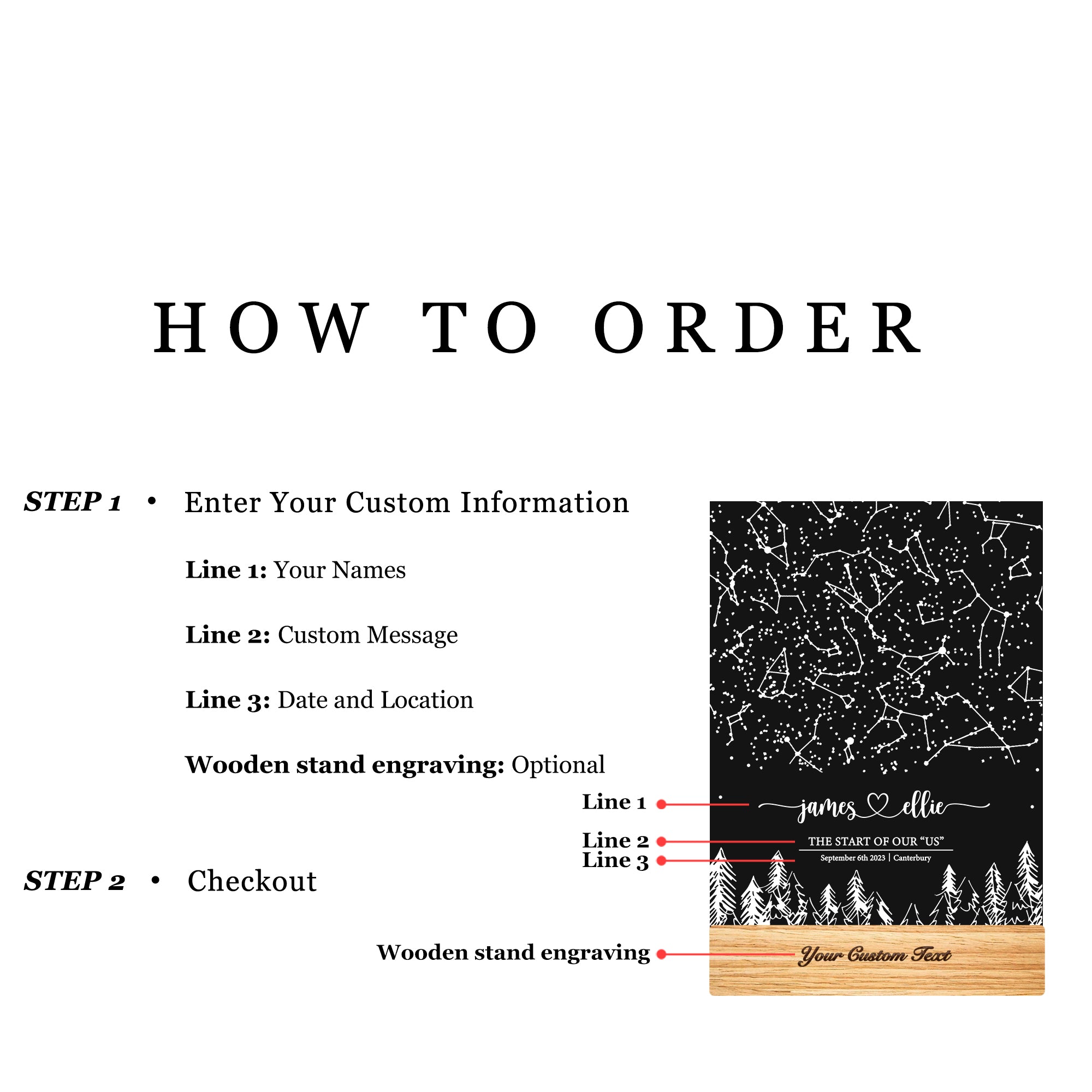 Personalized Night Sky Star Map by Date – Custom Constellation Print & Night Light (STAR01P)