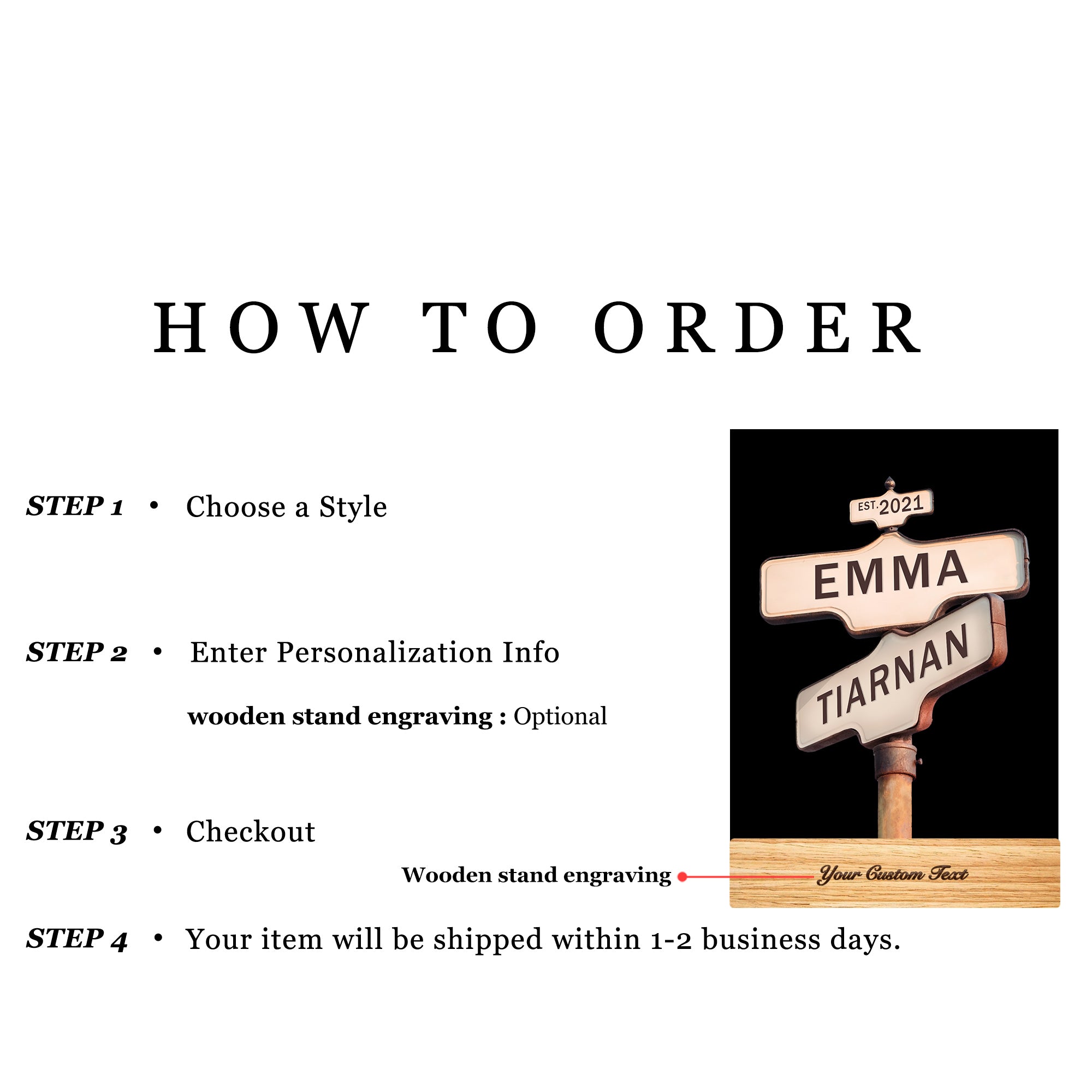 Personalized Street Sign LED Acrylic Night Light (NNV16)