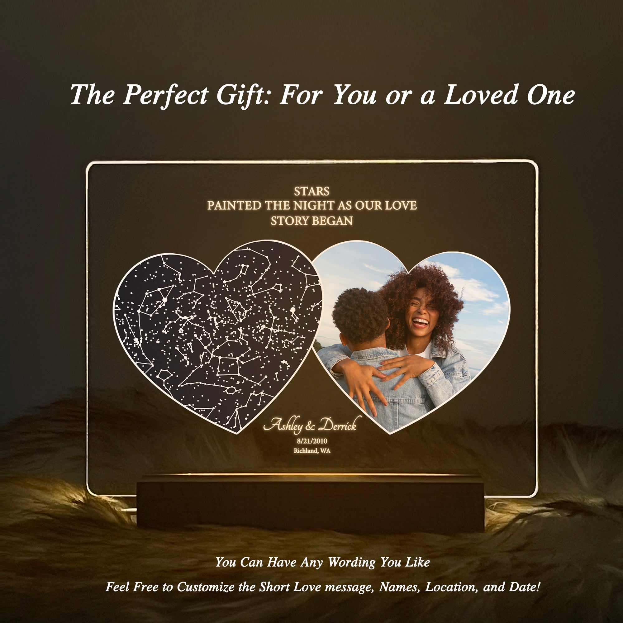 Personalized Night Sky Star Map by Date – Custom Constellation Print & Night Light (STAR01O)