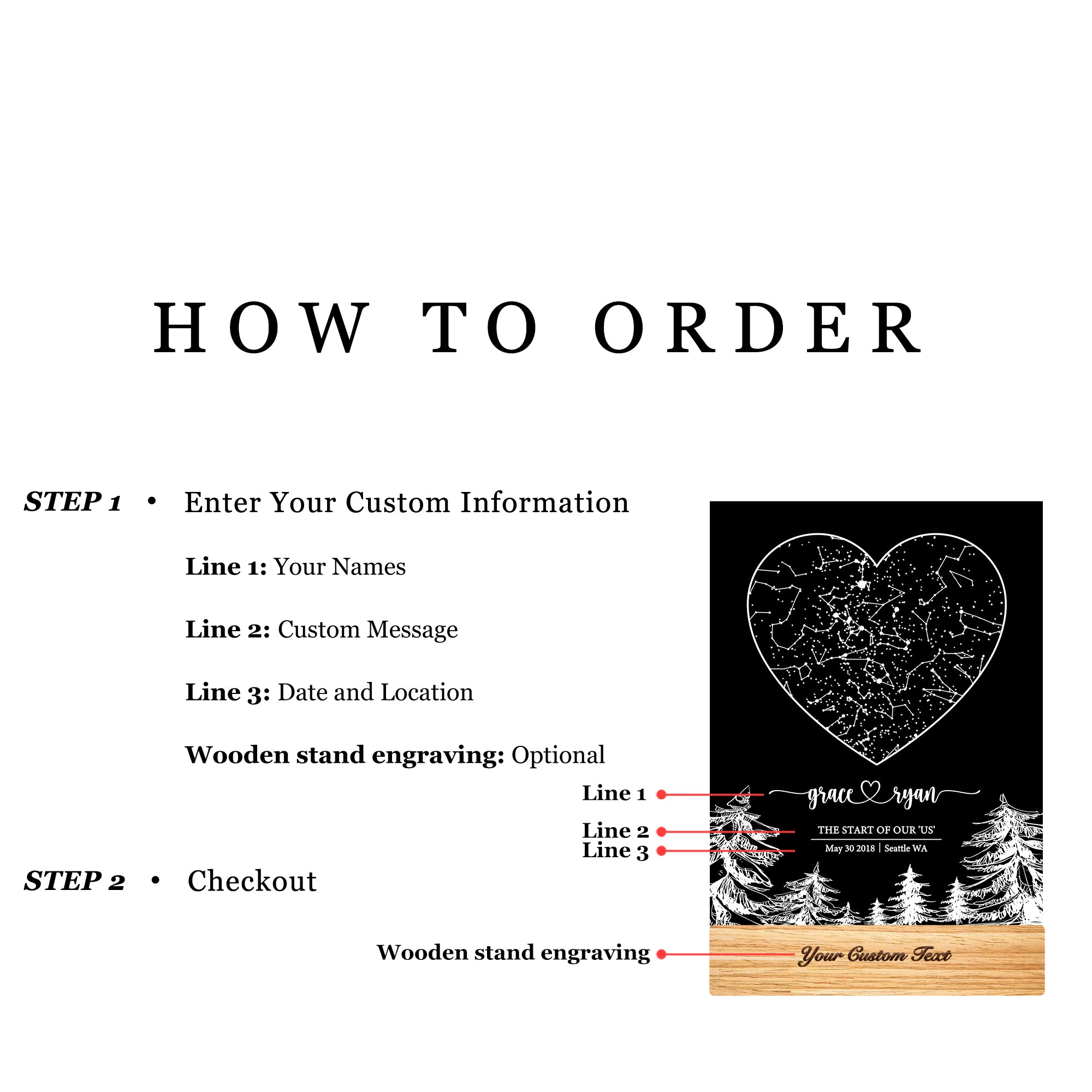 Personalized Night Sky Star Map by Date – Custom Constellation Print & Night Light (STAR01R)