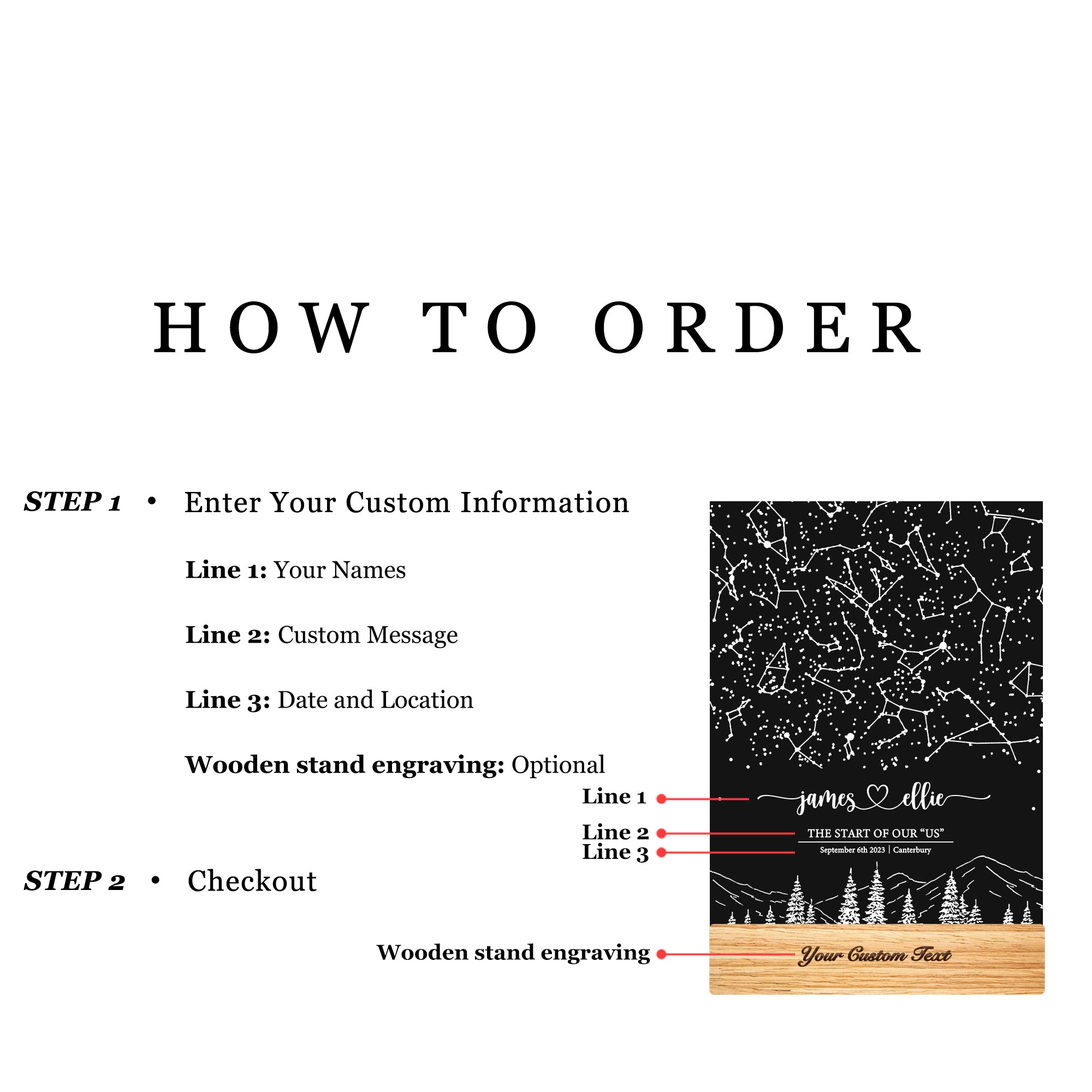 Personalized Night Sky Star Map by Date – Custom Constellation Print & Night Light (STAR01Q)