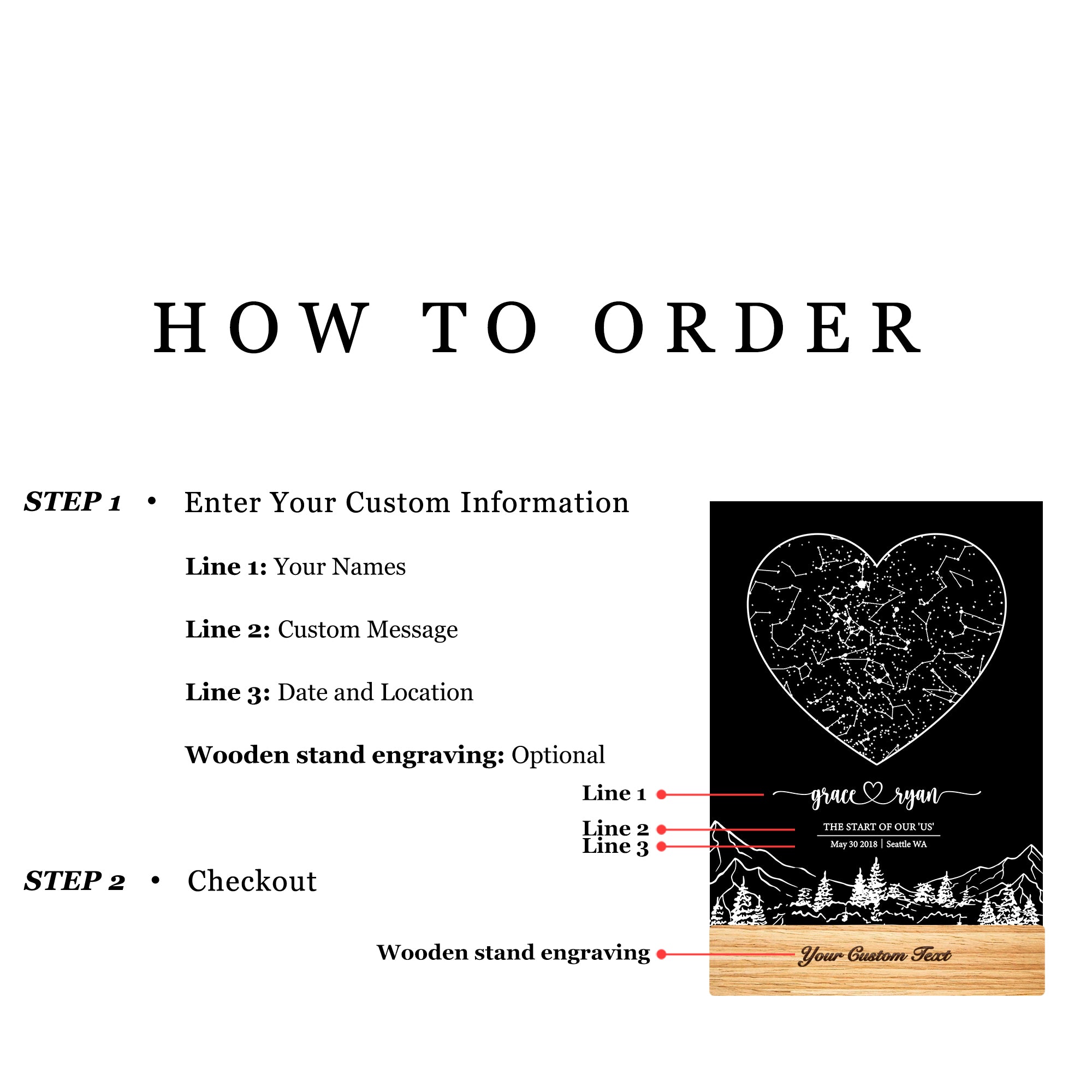 Personalized Night Sky Star Map by Date – Custom Constellation Print & Night Light (STAR01S)