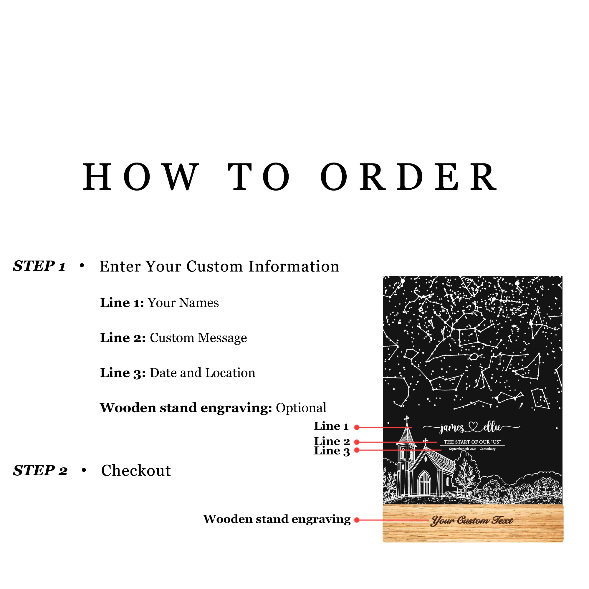 Personalized Night Sky Star Map by Date – Custom Constellation Print & Night Light (STAR01AD)