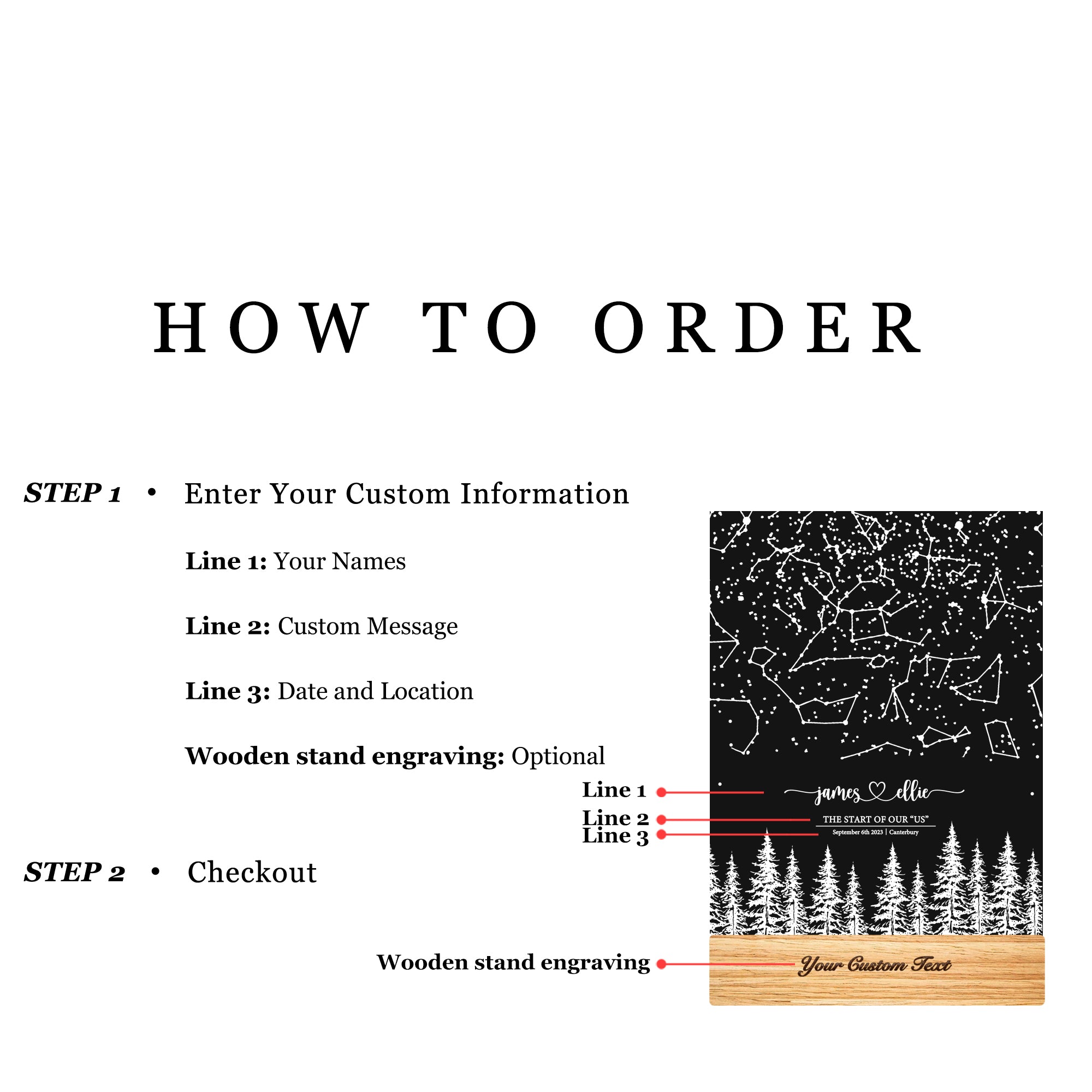 Personalized Night Sky Star Map by Date – Custom Constellation Print & Night Light (STAR01AE)