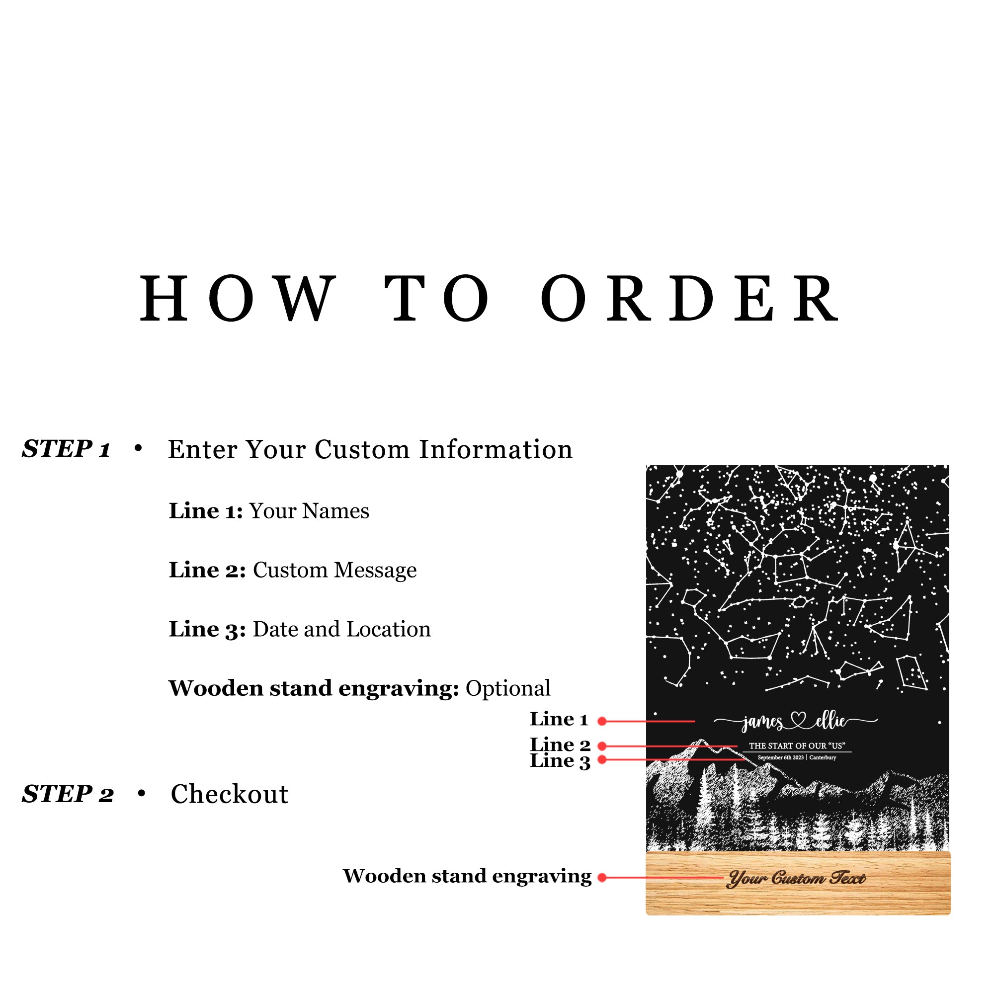 Personalized Night Sky Star Map by Date – Custom Constellation Print & Night Light (STAR01AF)