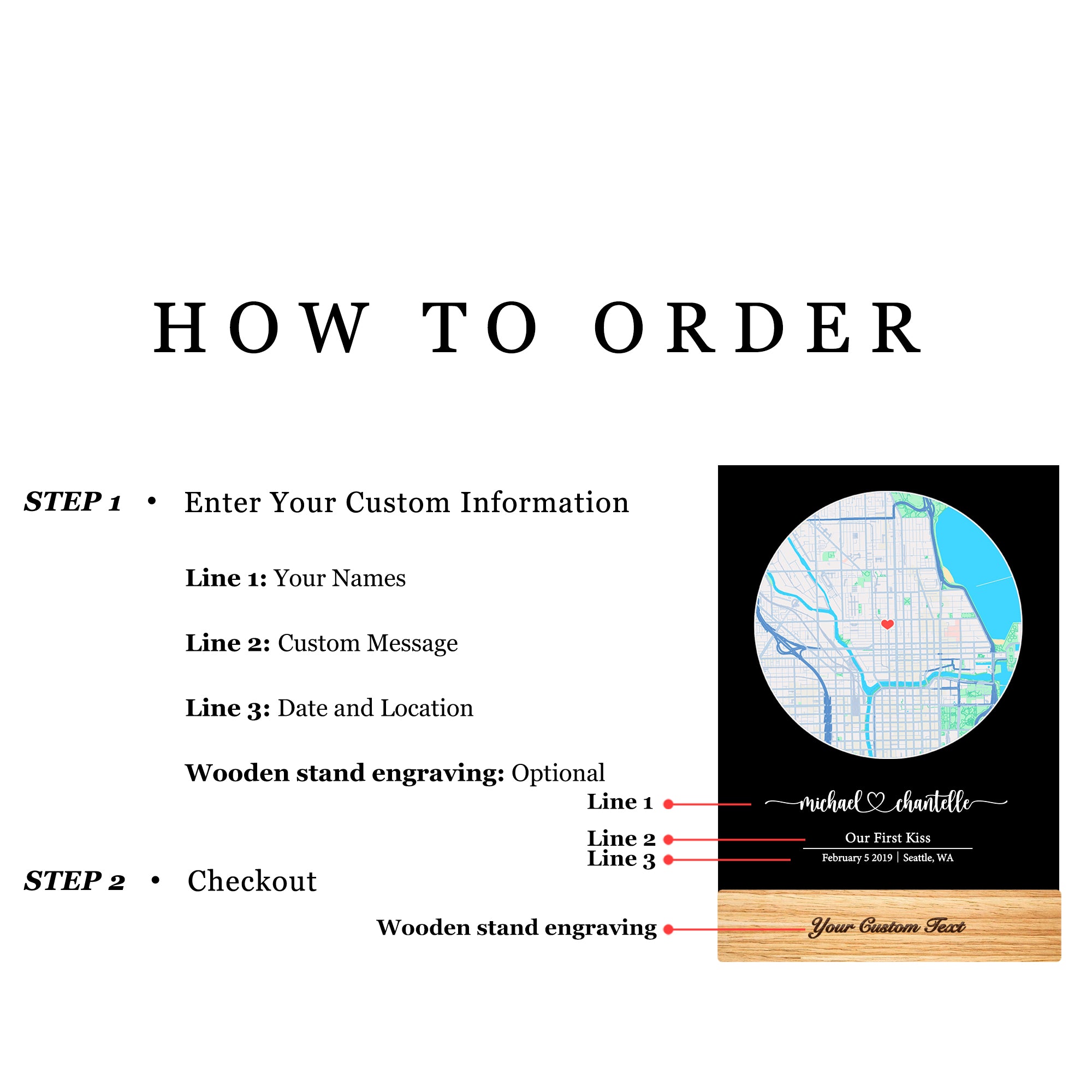 Custom Location Map Acrylic Night Light (MAP16)