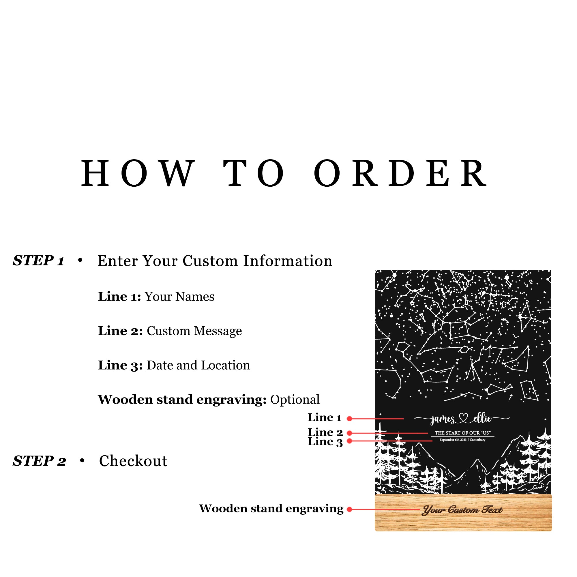 Personalized Night Sky Star Map by Date – Custom Constellation Print & Night Light (STAR01AG)