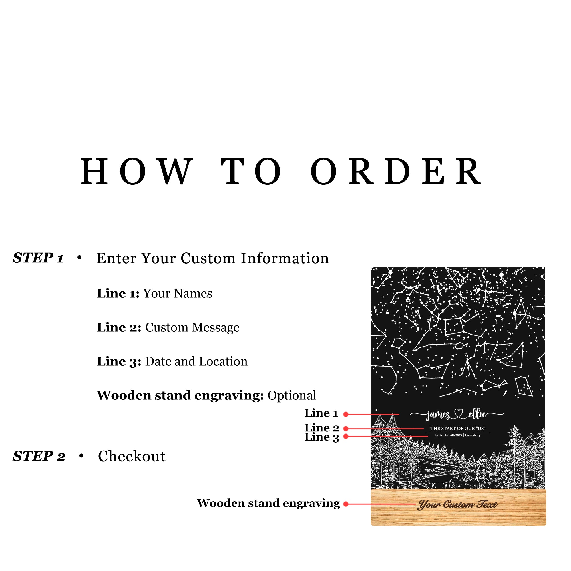 Personalized Night Sky Star Map by Date – Custom Constellation Print & Night Light (STAR01AH)