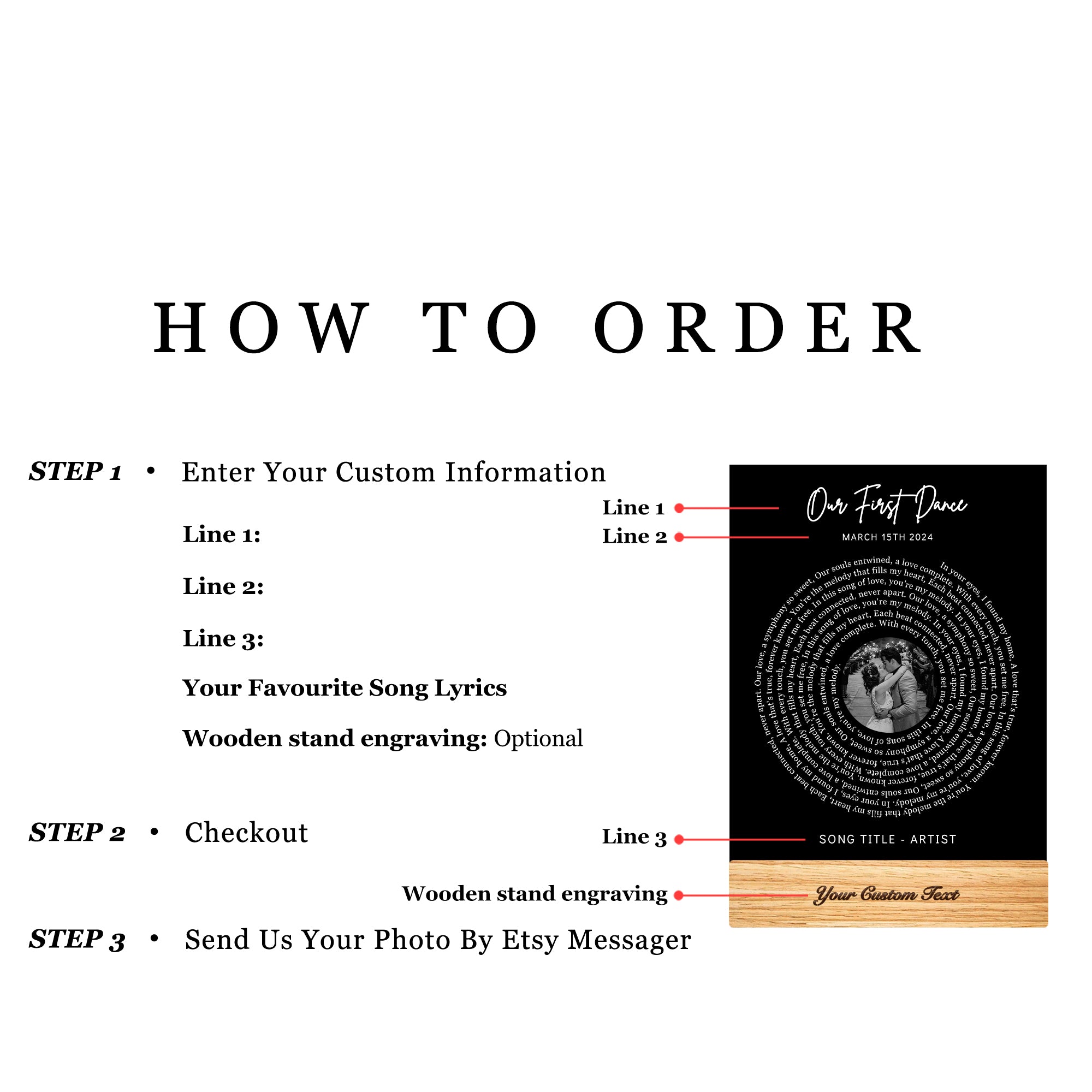 Personalized Photo LED Plaque with Names and Lyrics (ANV03)