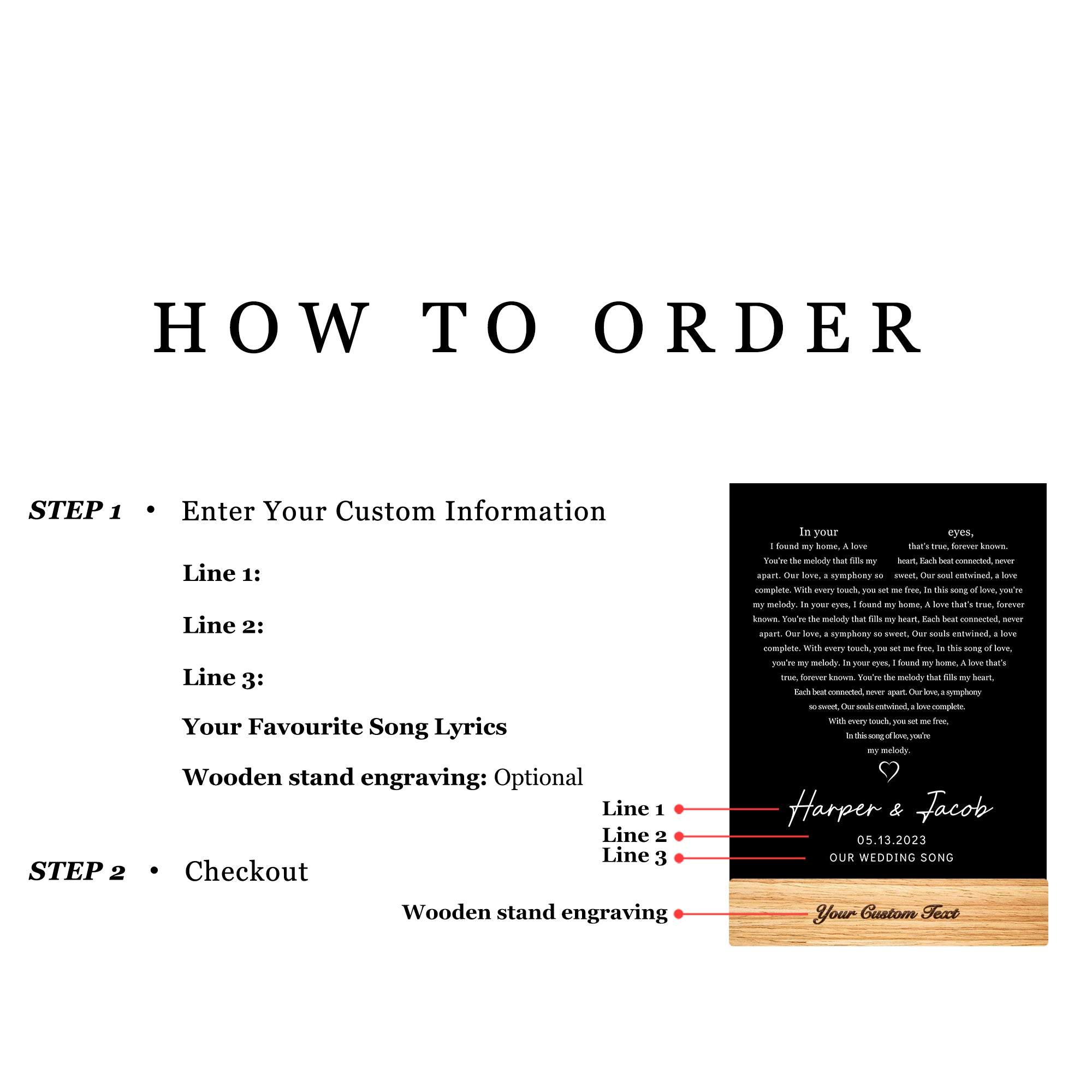 Personalized LED Plaque with Names and Lyrics (ANV02)