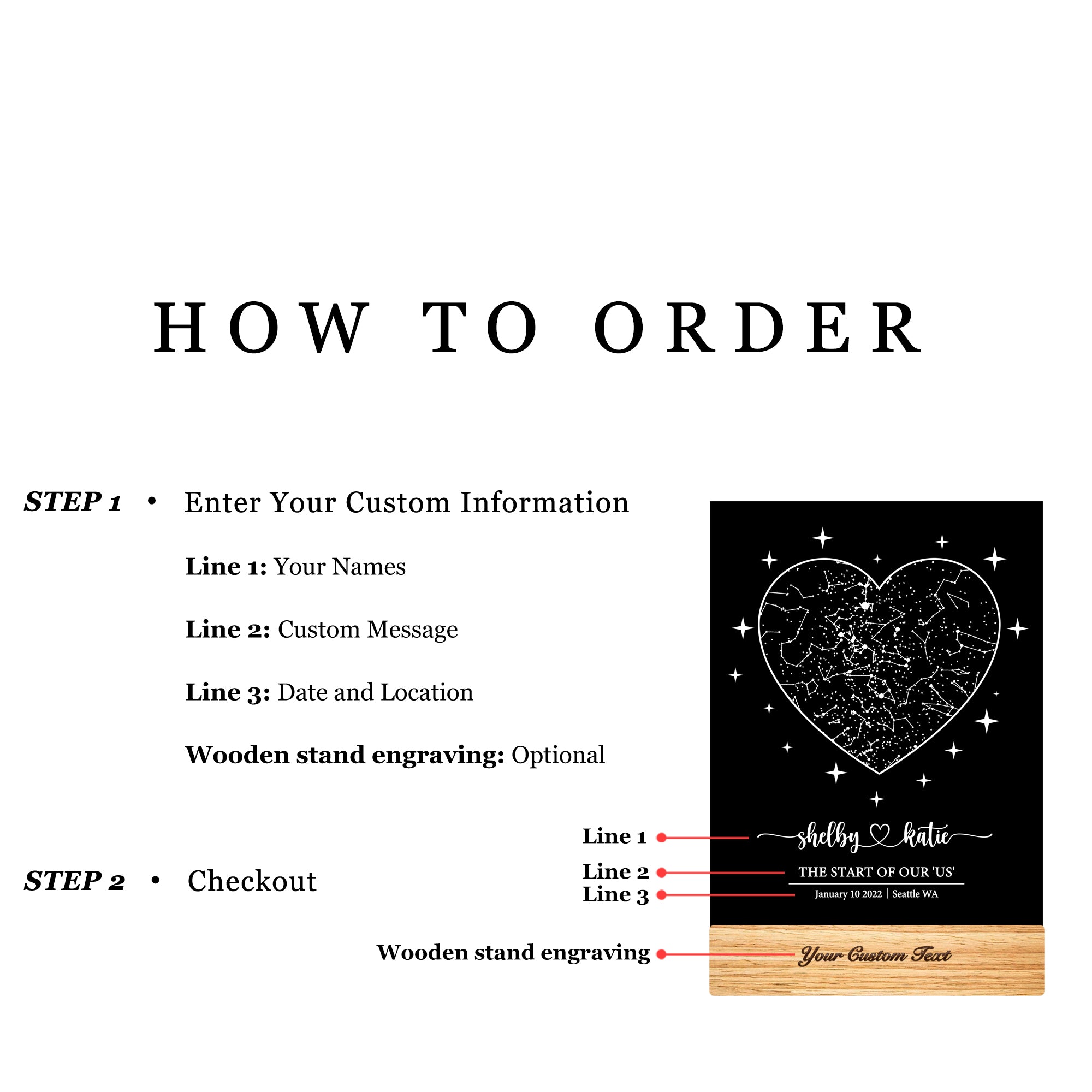 Personalized Night Sky Star Map by Date – Custom Constellation Print & Night Light (STAR01AB)