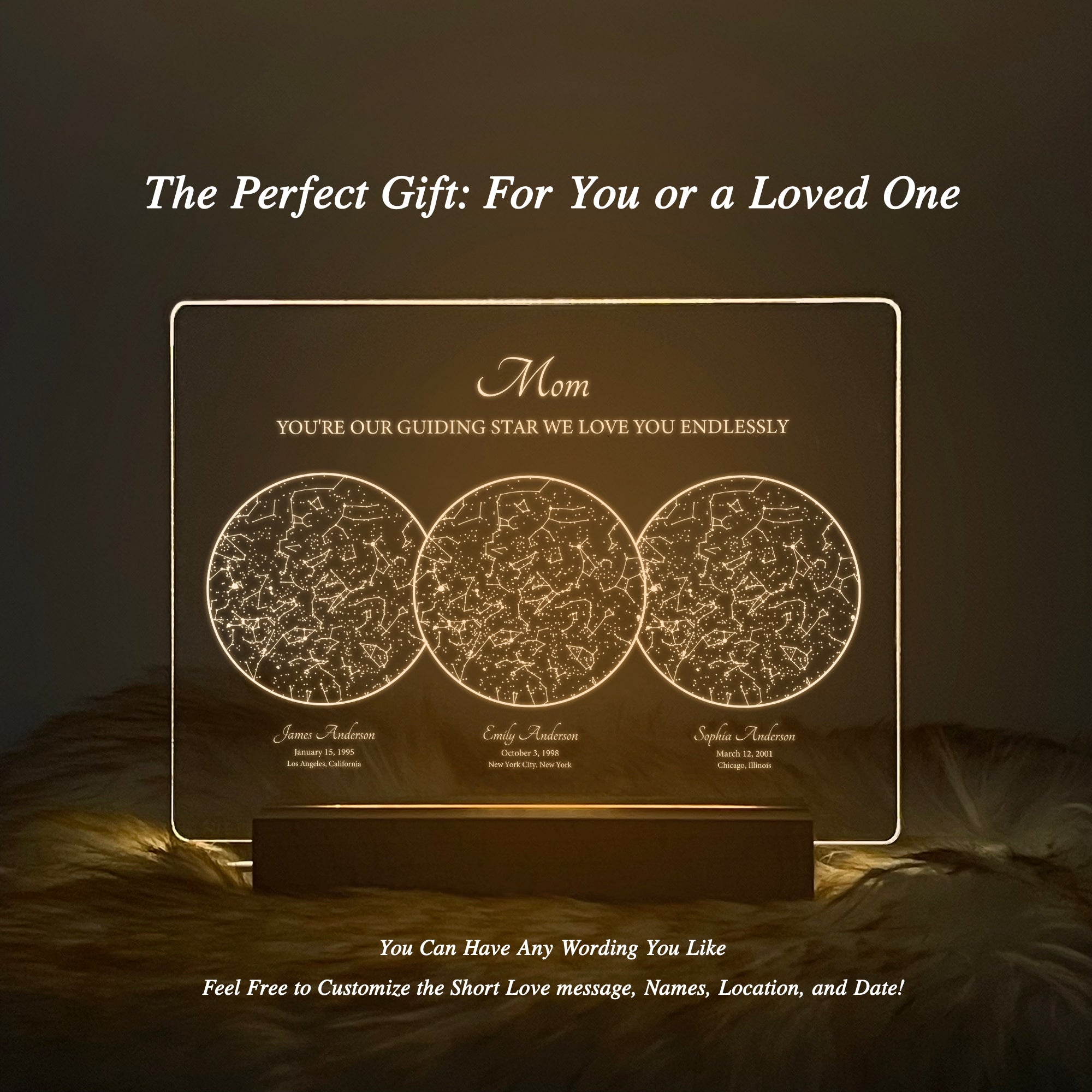 Personalized Night Sky Star Map by Date – Custom Constellation Print & Night Light (STAR01E)