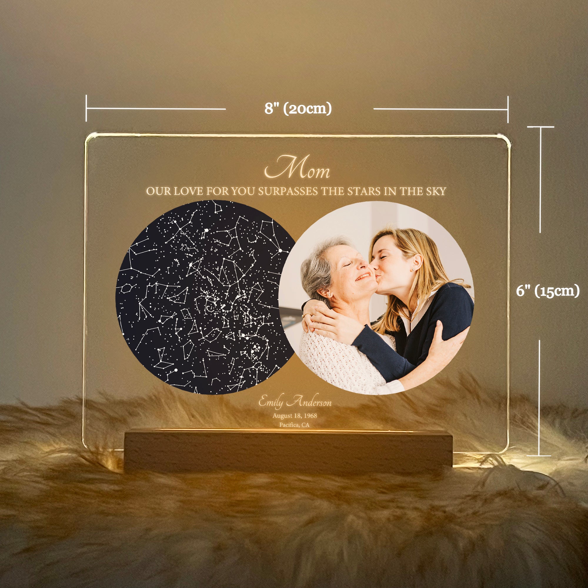 Personalized Night Sky Star Map by Date – Custom Constellation Print & Night Light (STAR01C)