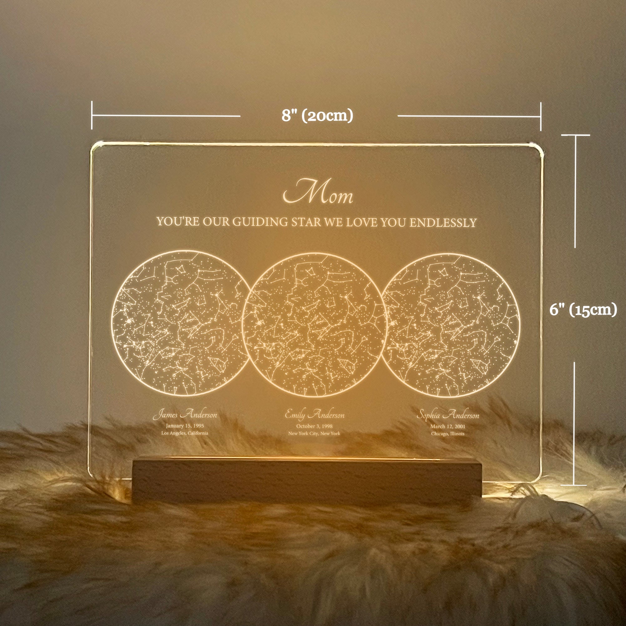 Personalized Night Sky Star Map by Date – Custom Constellation Print & Night Light (STAR01E)