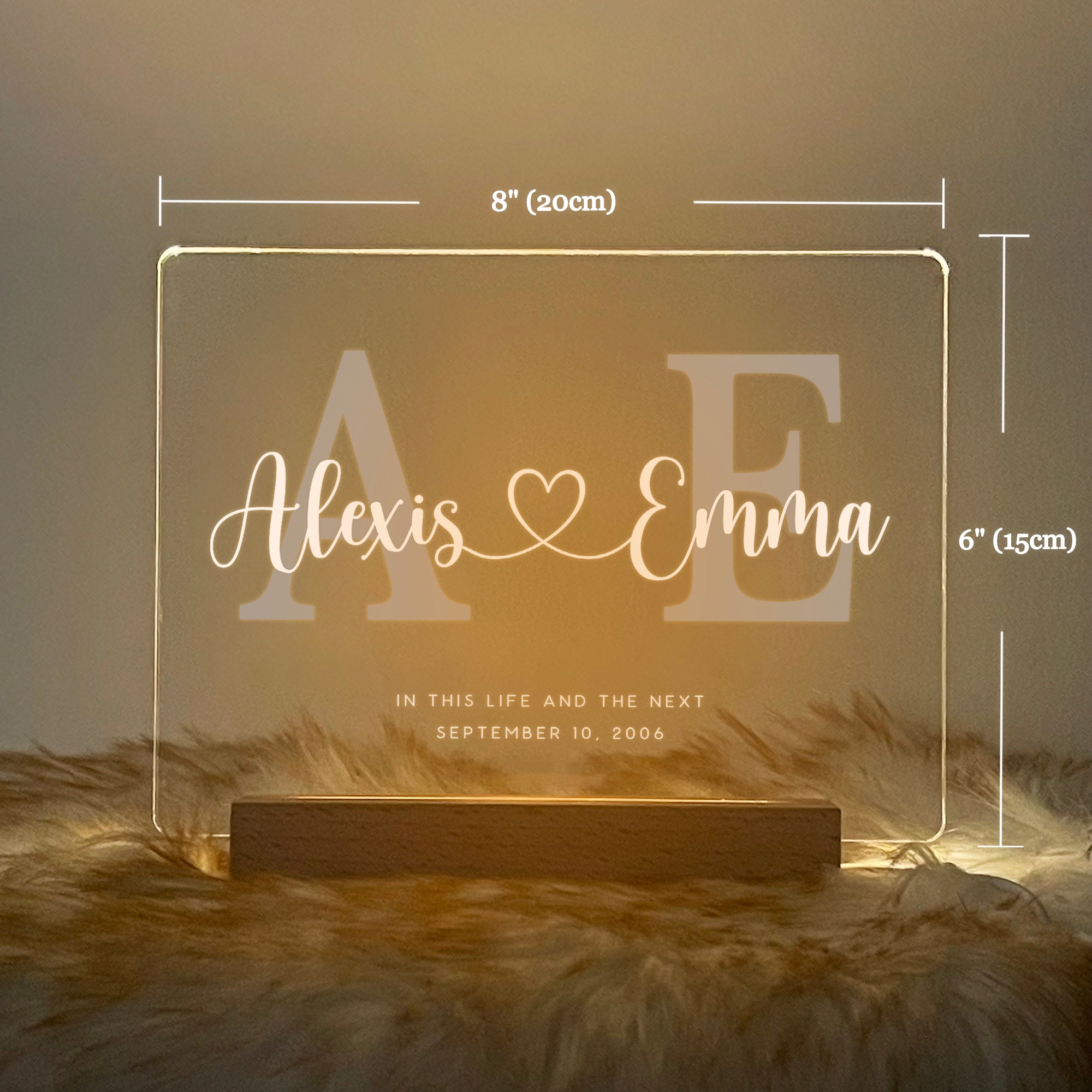 Personalized Initials LED Acrylic Night Light (NNV06)