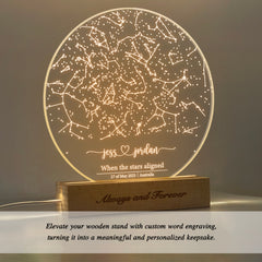 Personalized Night Sky Star Map by Date – Custom Constellation Print & Night Light (STAR01AL)