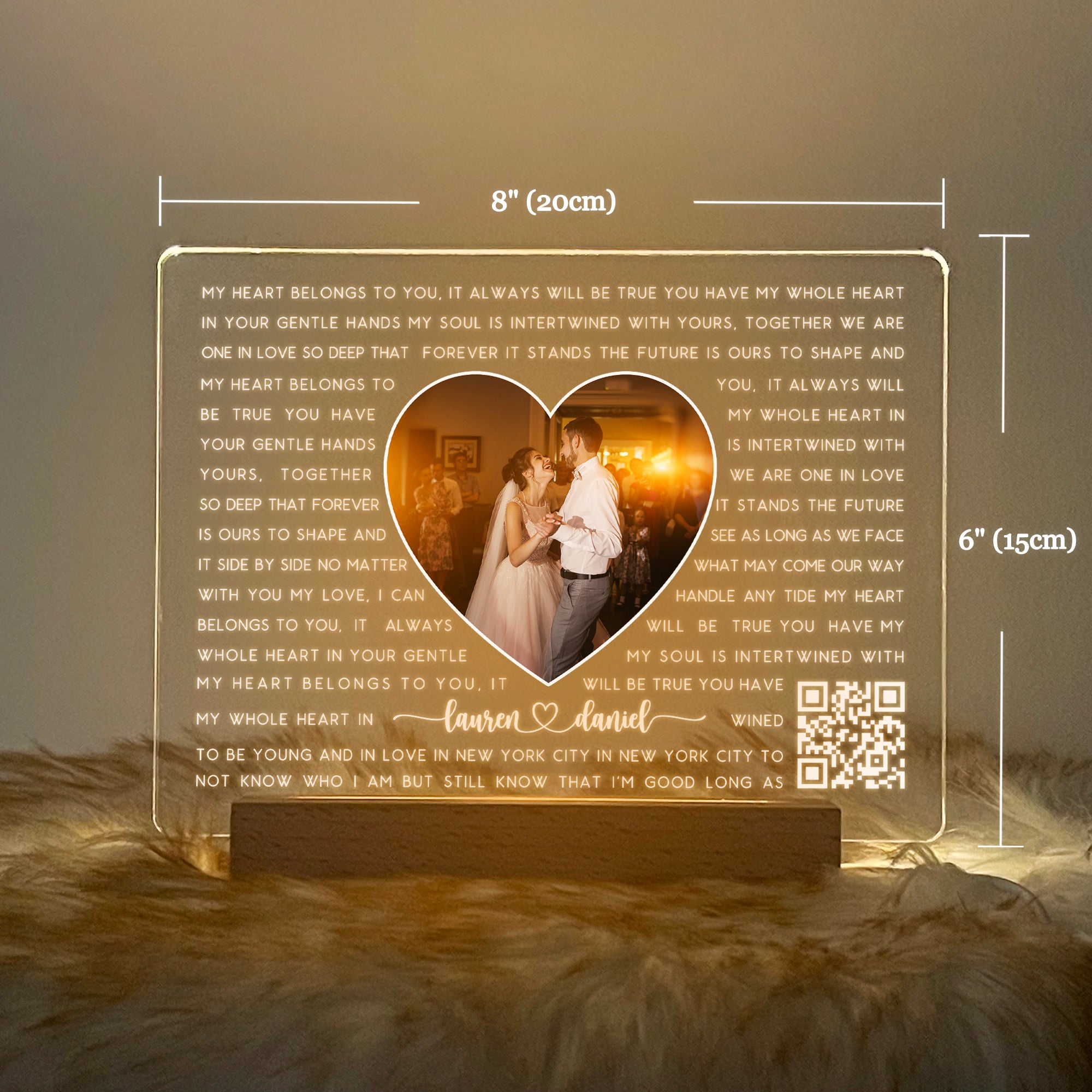 Personalized Photo LED Plaque with Names and Lyrics (ANV01)