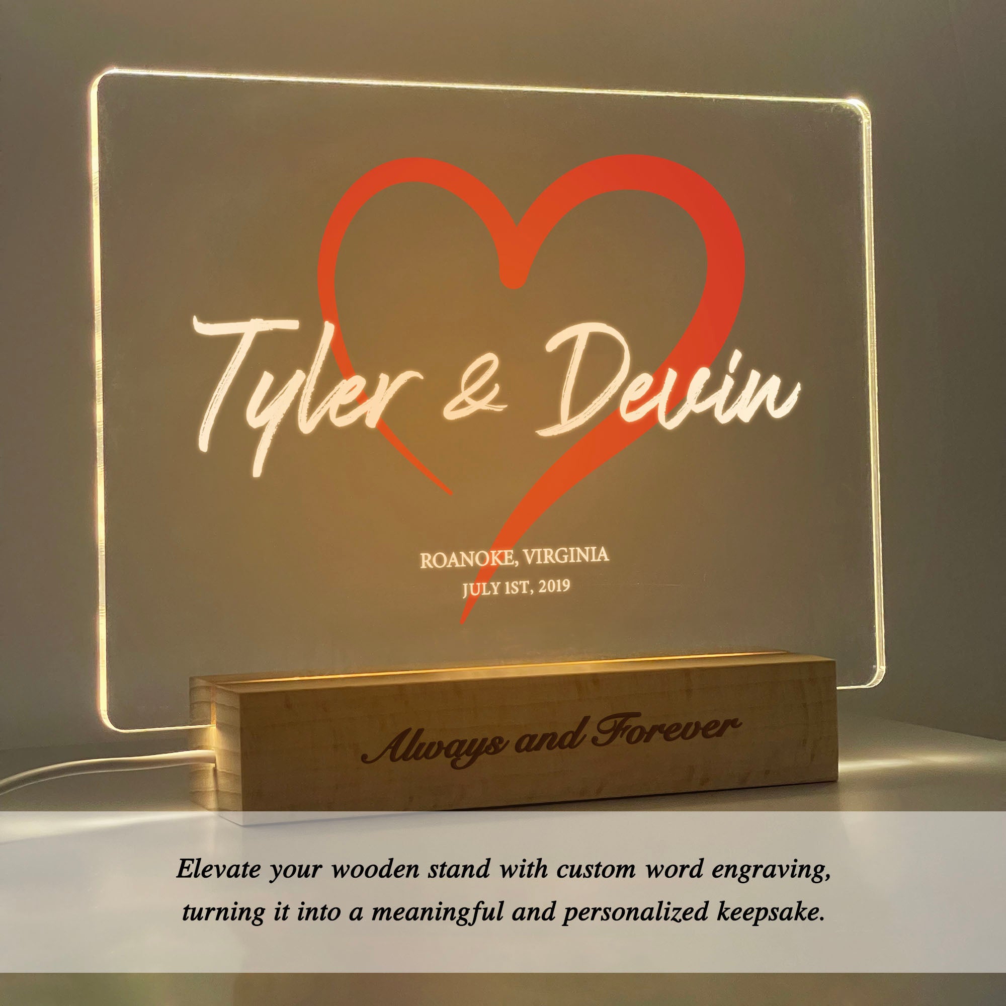 Personalized Couple Name LED Acrylic Night Light (NNV03)