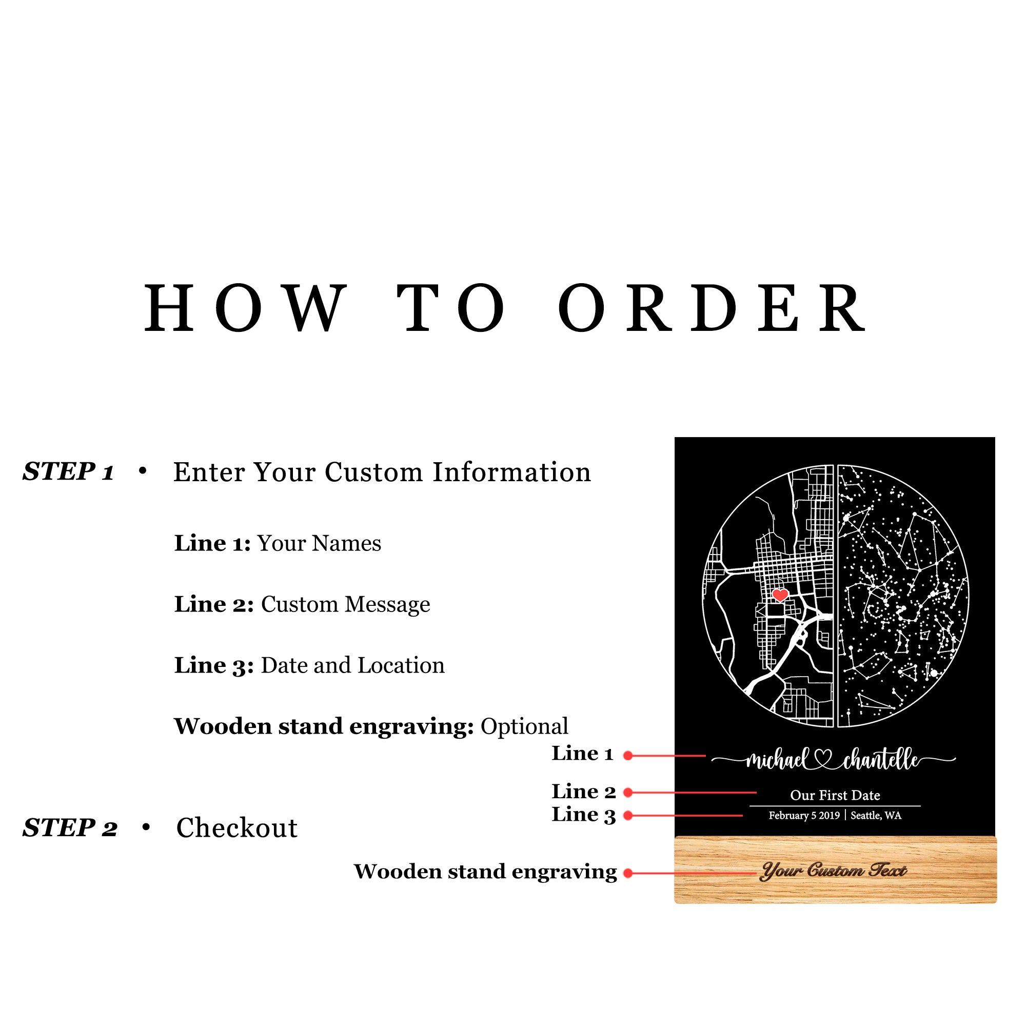 Custom Location Map and Star Map Night Light (MAP08)