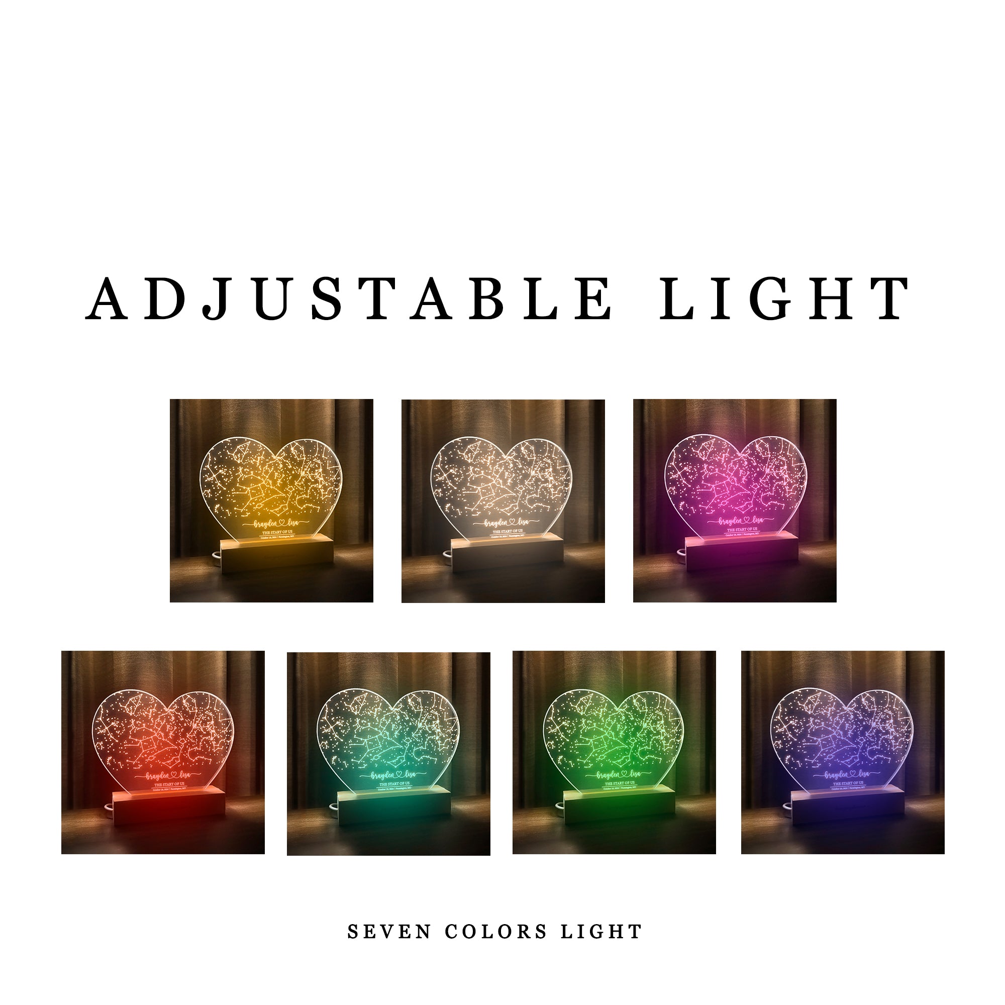 Personalized Night Sky Star Map by Date – Custom Constellation Print & Night Light (HEART01)