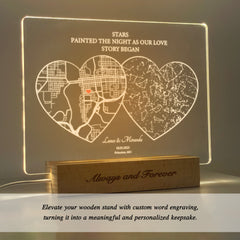 Personalized Custom Map and Star Map Acrylic Night Light (STAR01I)