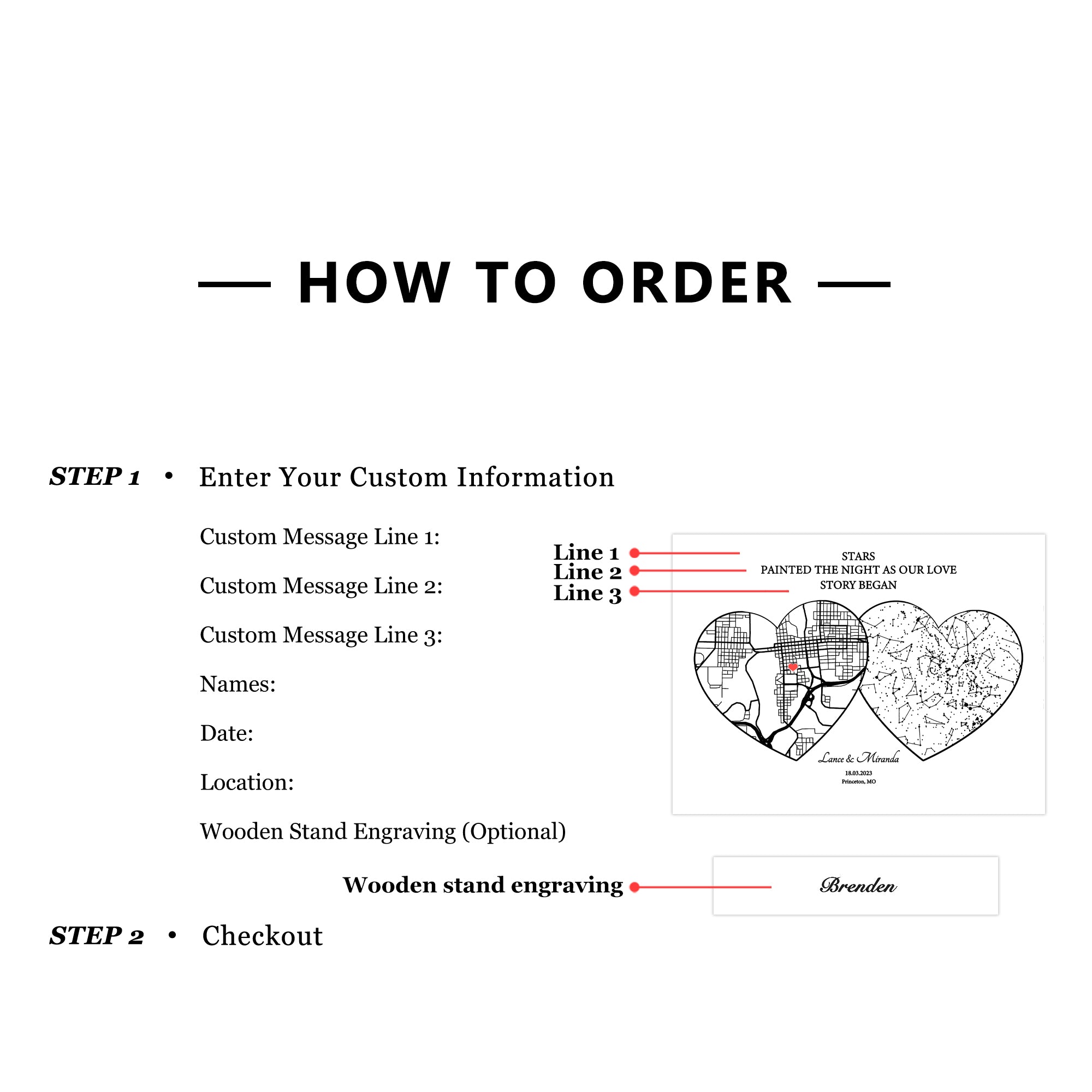 Personalized Custom Map and Star Map Acrylic Night Light (STAR01I)