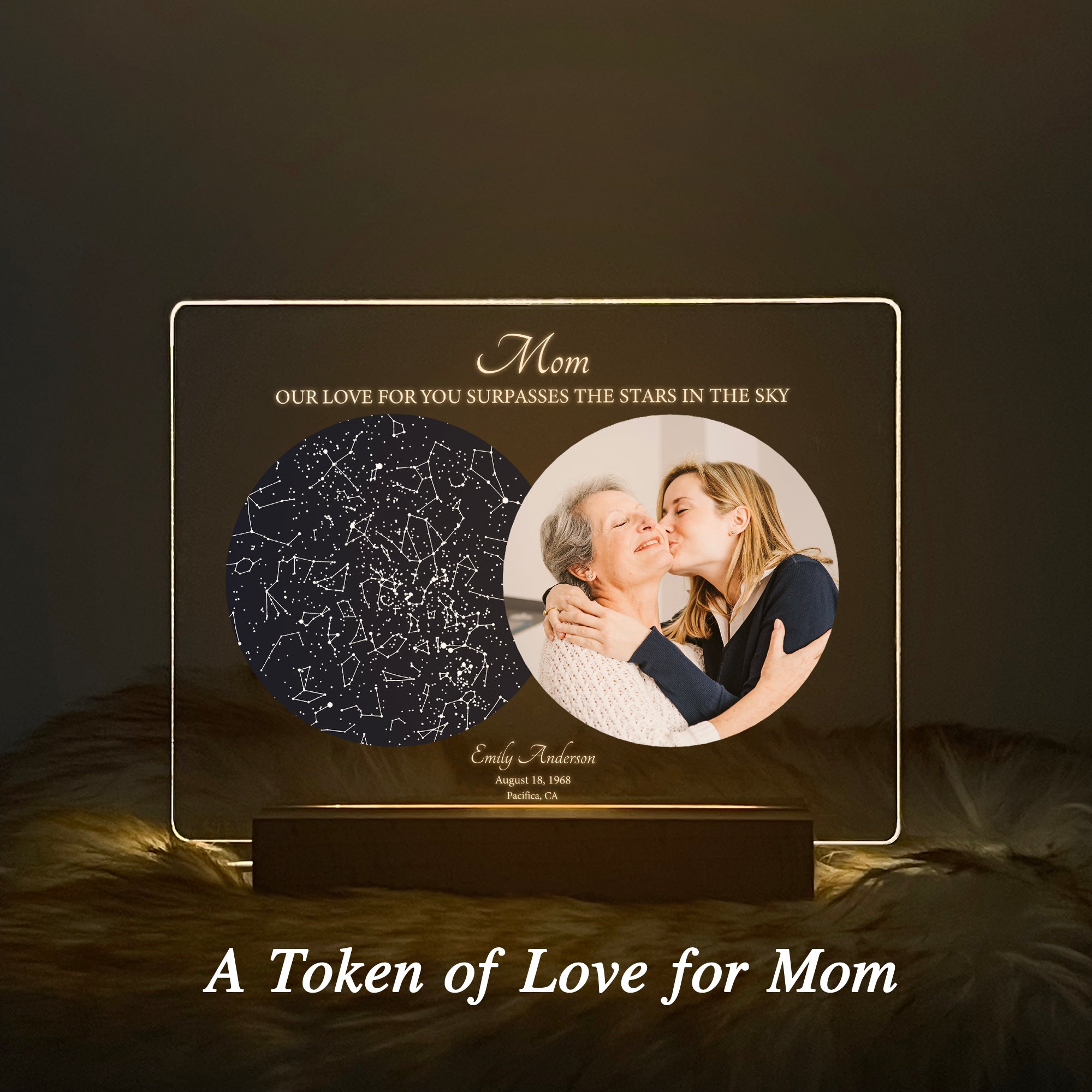 Personalized Night Sky Star Map by Date – Custom Constellation Print & Night Light (STAR01C)