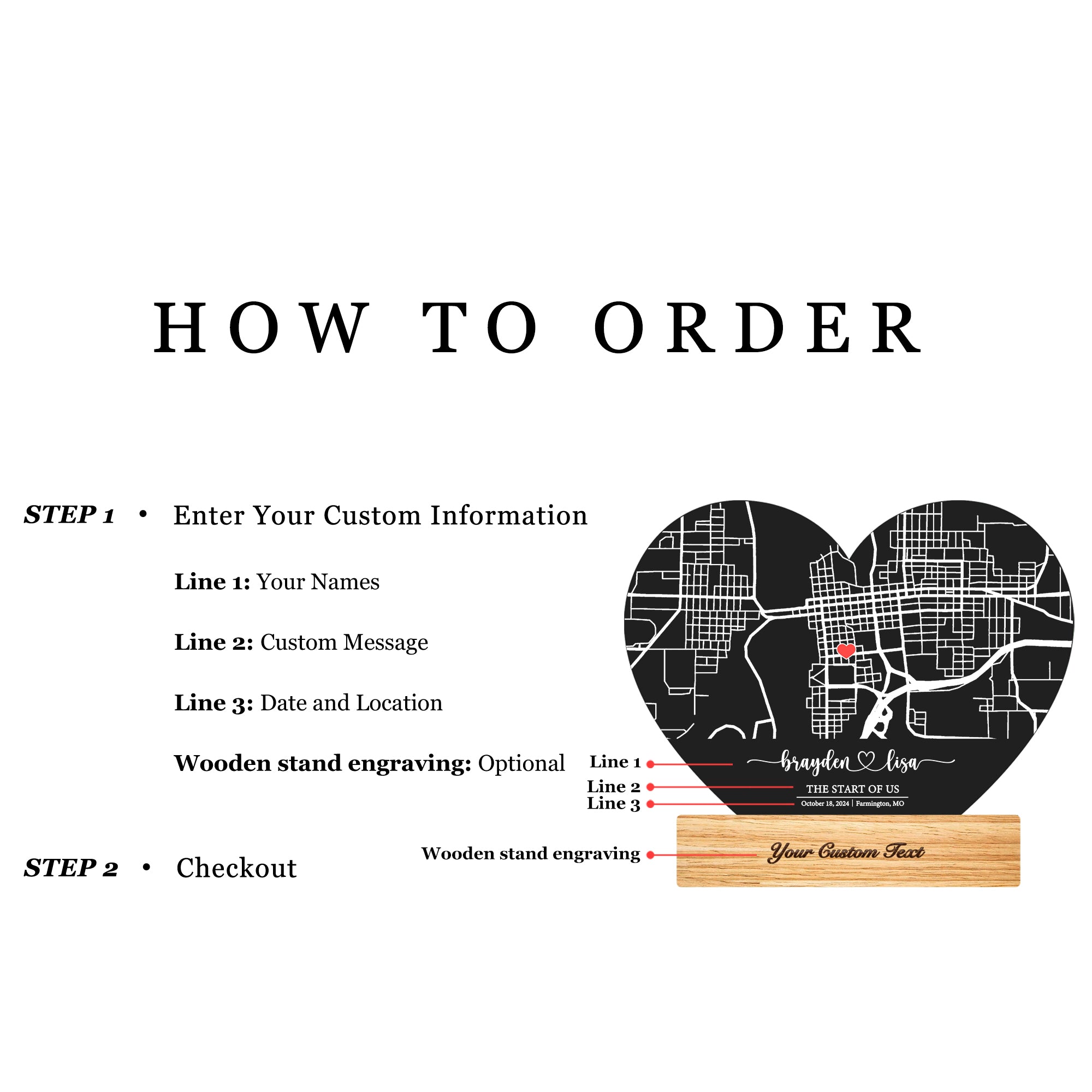 Custom Location Map Acrylic Night Light (HEART02)