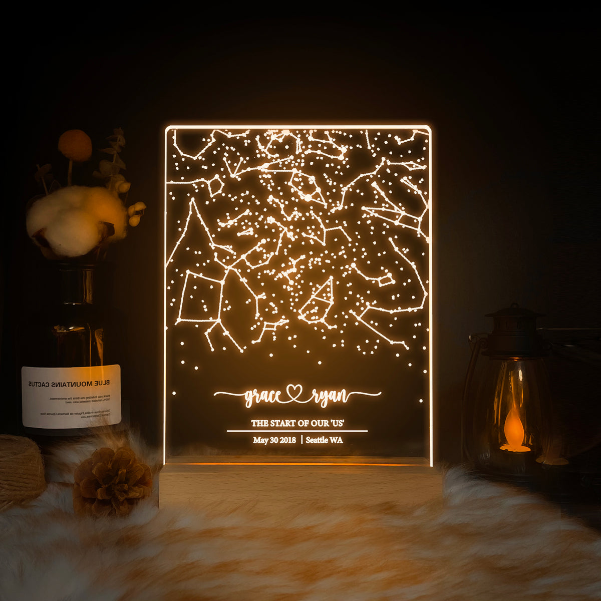 Personalized Night Sky Star Map by Date – Custom Constellation Print & Night Light (STAR01)